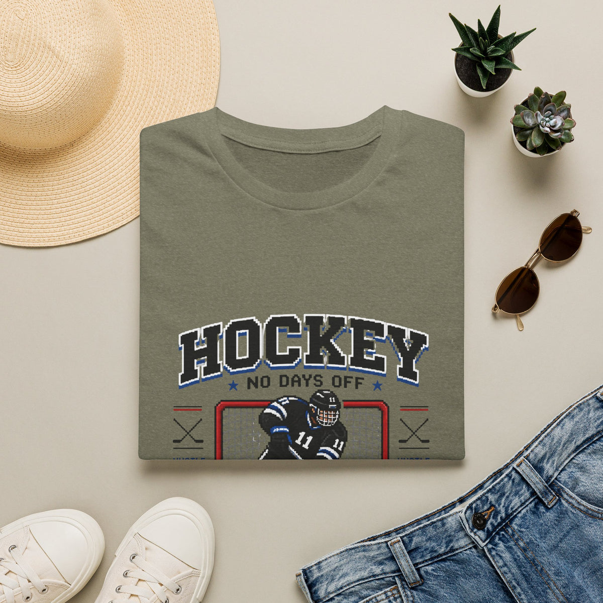 8-bit Boy Hockey Player T-Shirt