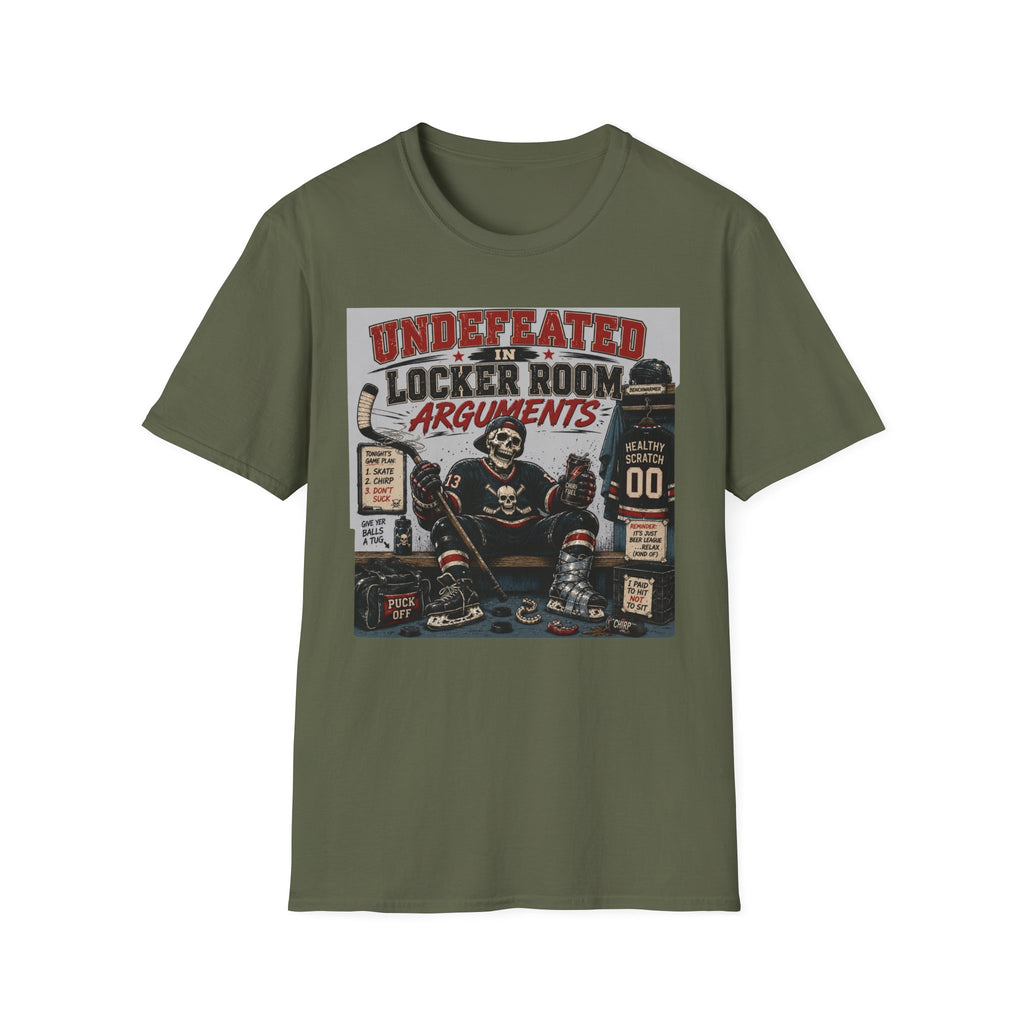 Undefeated In Locker Room Arguments Hockey Skelton T-Shirt