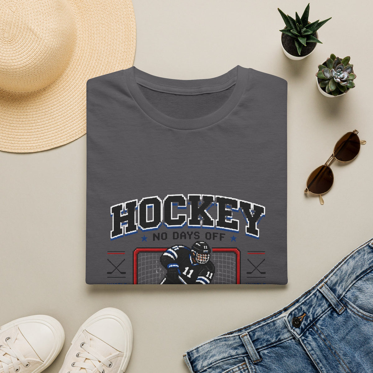 8-bit Boy Hockey Player T-Shirt