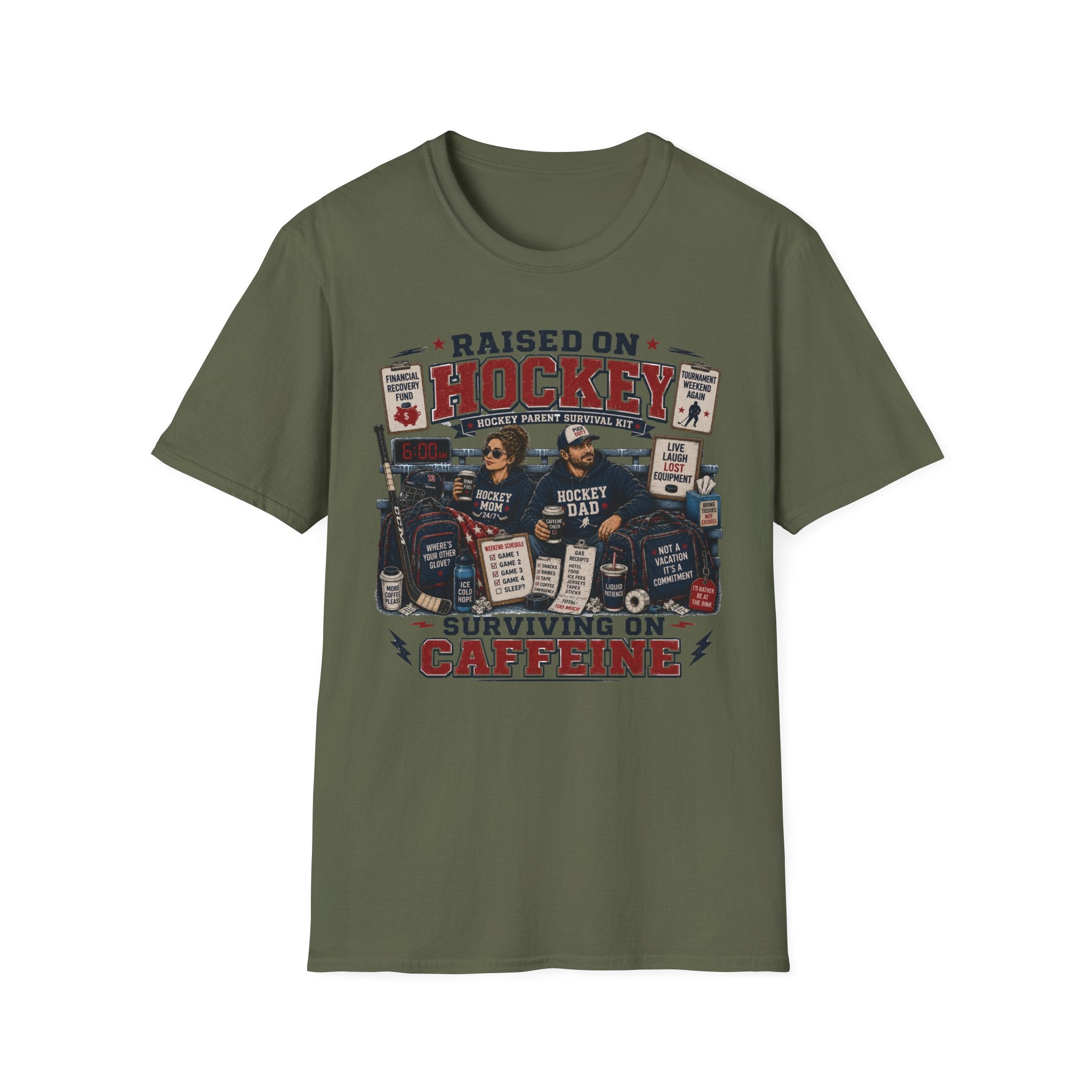"Raised On Hockey Surviving On Coffee" T-shirt