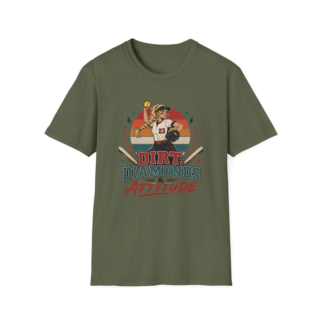 Dirt, Diamonds & Attitude Softball T-shirt Light Hair
