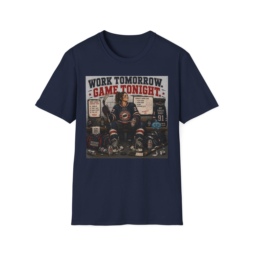 Work Tomorrow Game Tonight Girl Hockey T-shirt