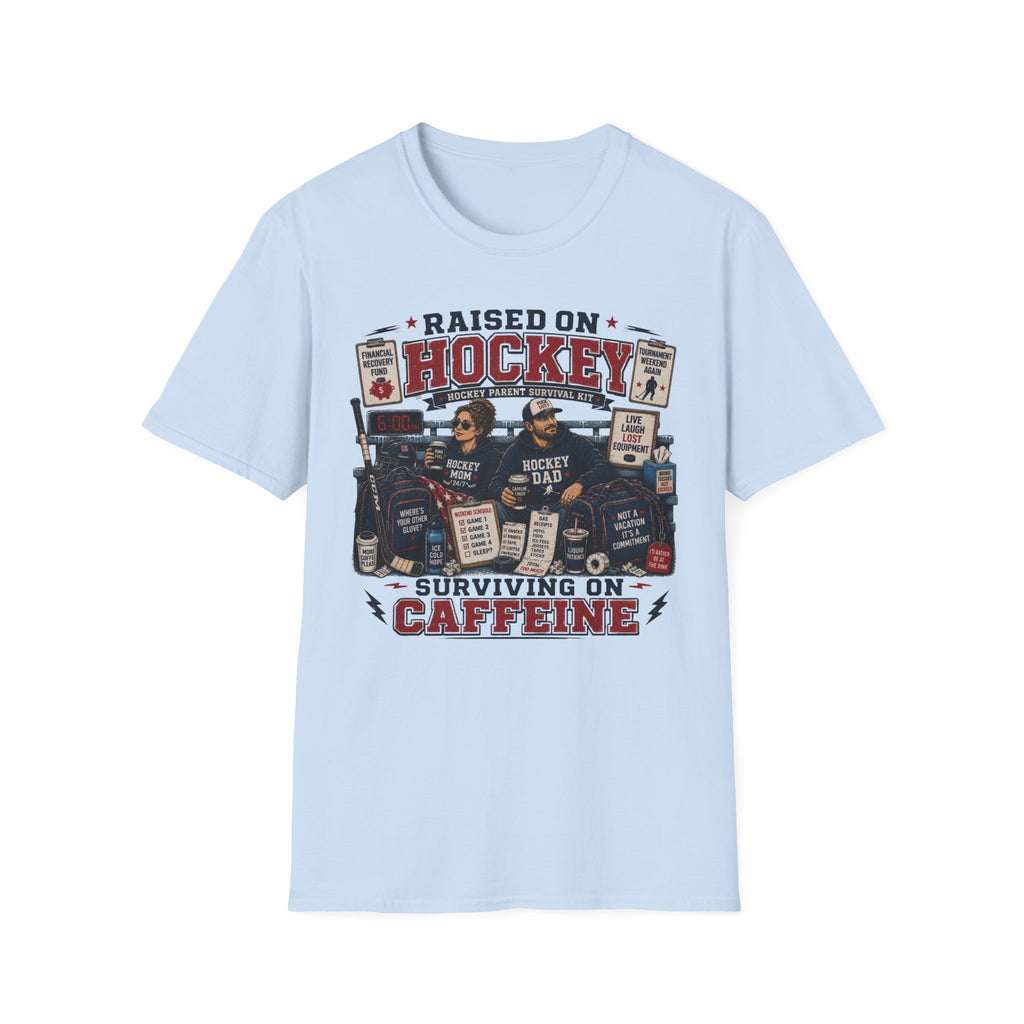 "Raised On Hockey Surviving On Coffee" T-shirt