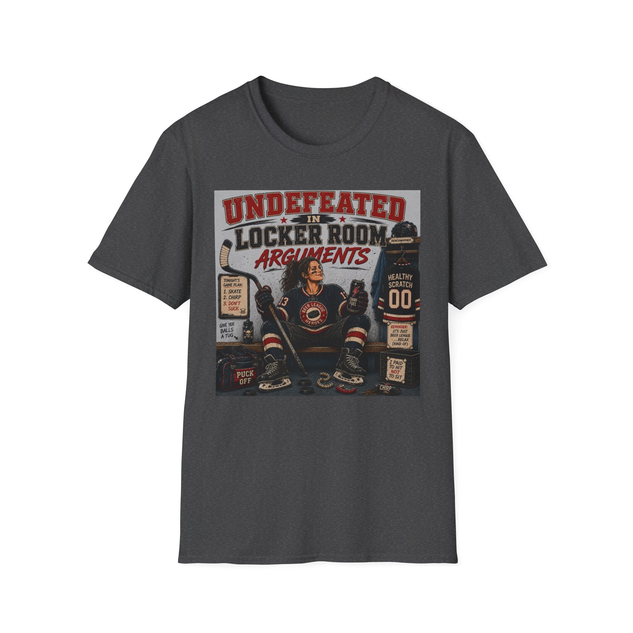 "Undefeated In Locker Room Arguments" Hockey T-Shirt - Female
