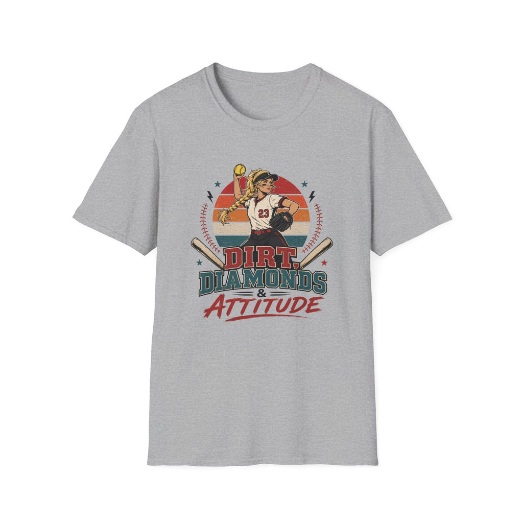 Dirt, Diamonds & Attitude Softball T-shirt Light Hair