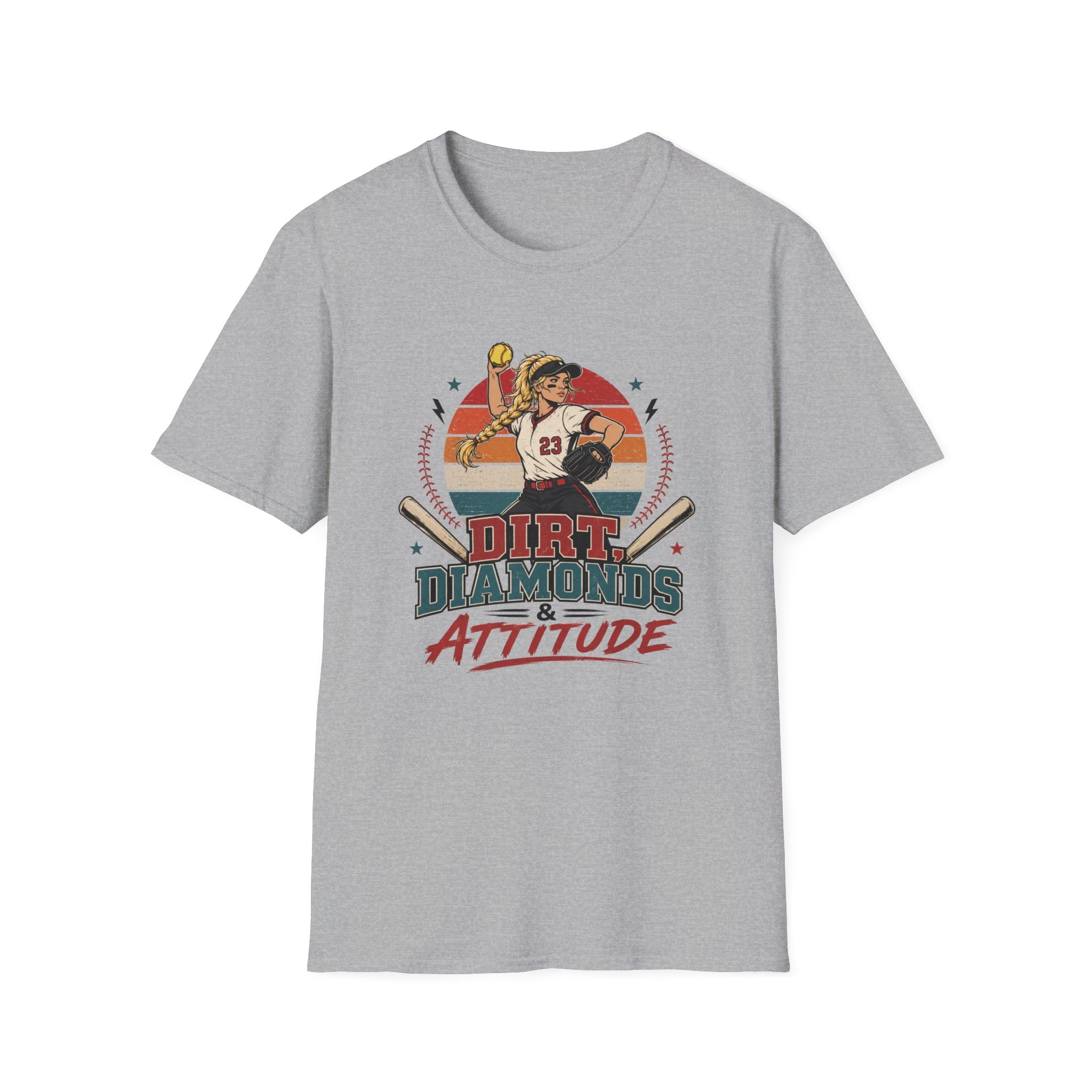 Dirt, Diamonds & Attitude Softball T-shirt Light Hair