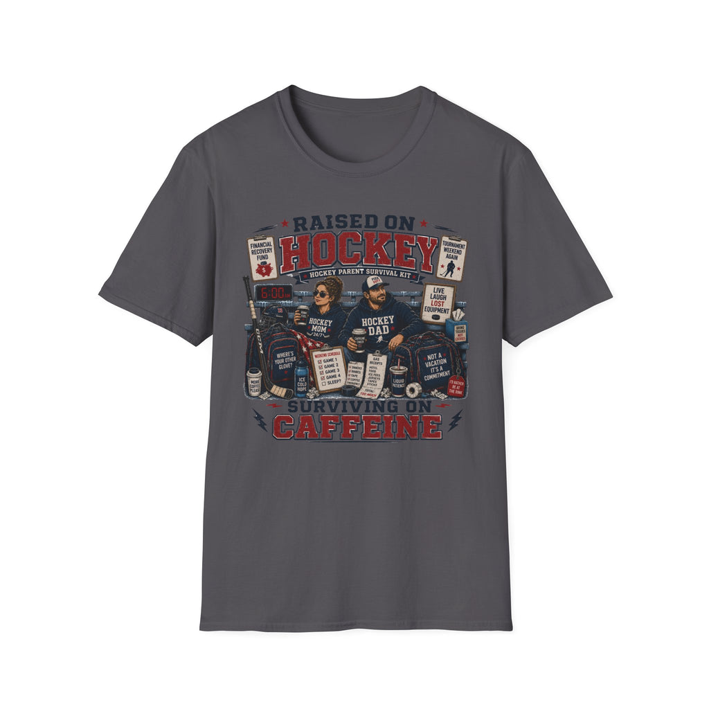 "Raised On Hockey Surviving On Coffee" T-shirt