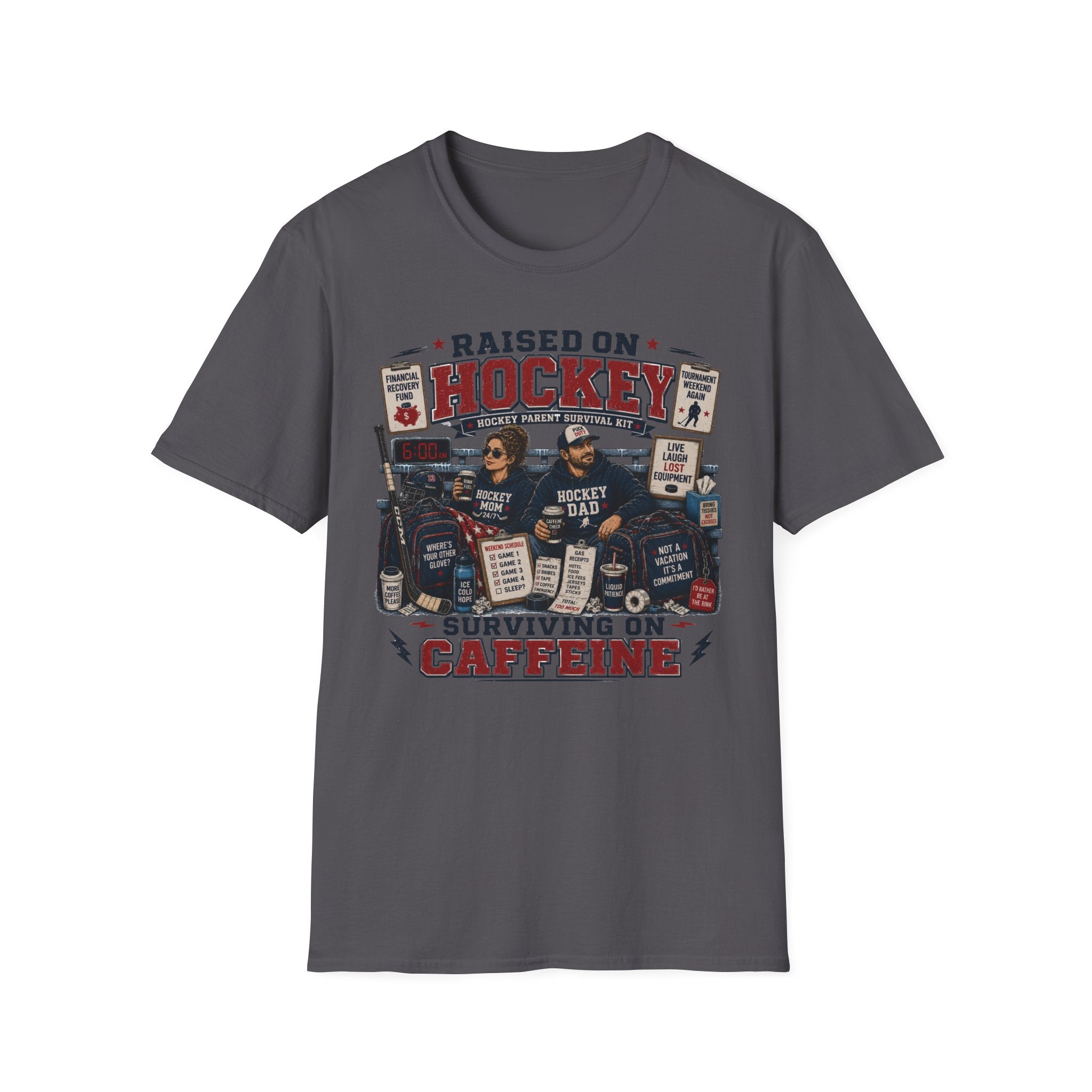 "Raised On Hockey Surviving On Coffee" T-shirt