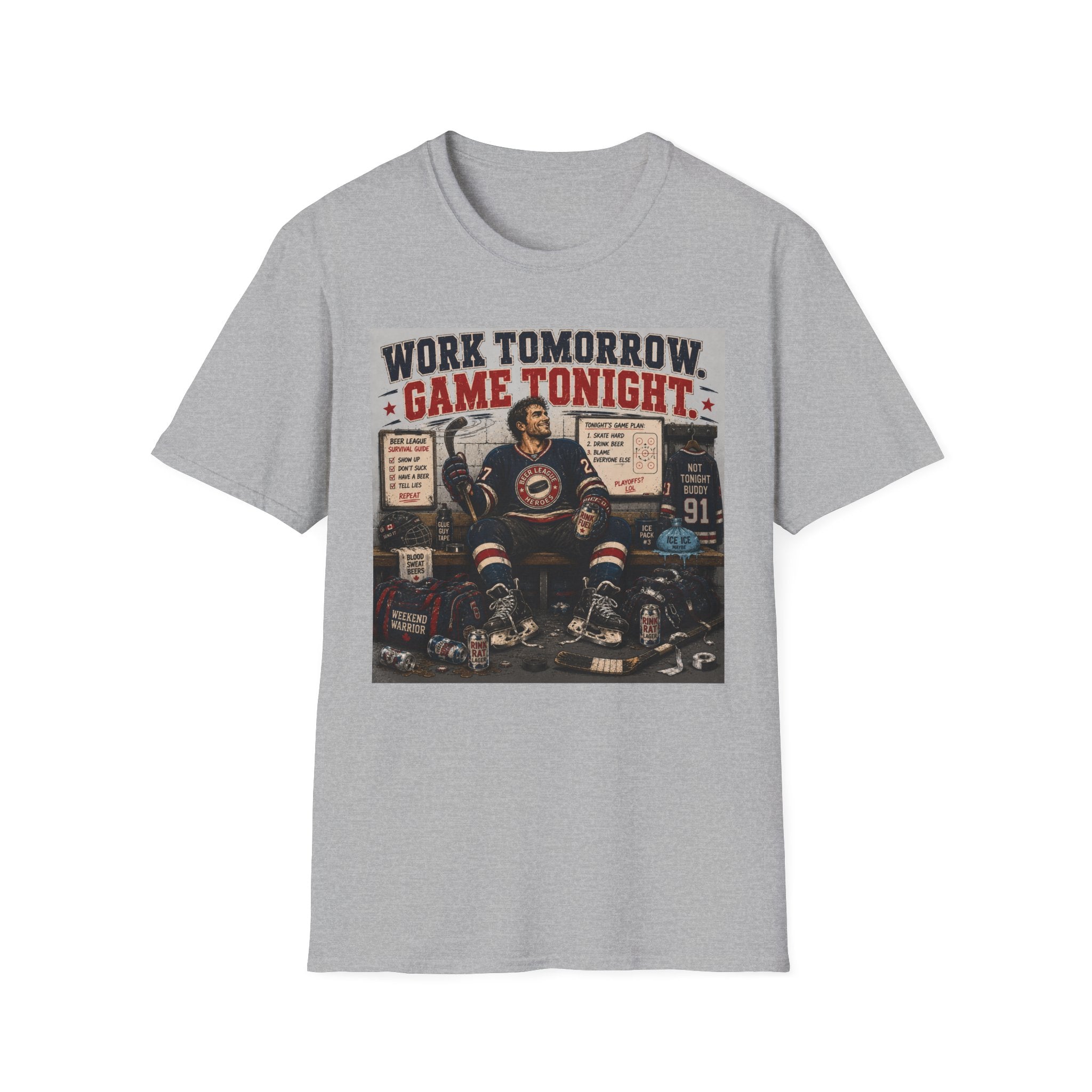 Work Tomorrow Game Tonight Hockey T-shirt - Male