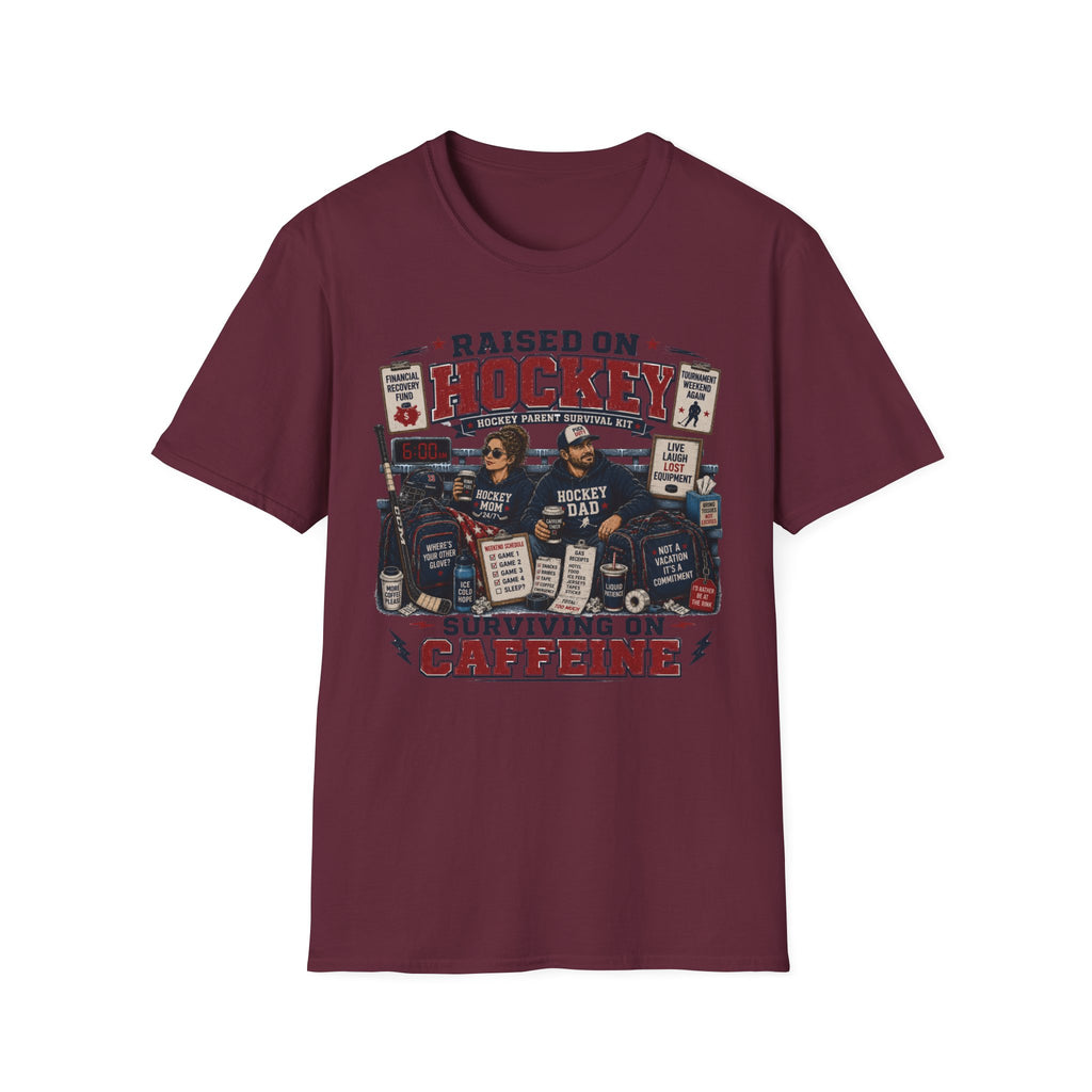 "Raised On Hockey Surviving On Coffee" T-shirt