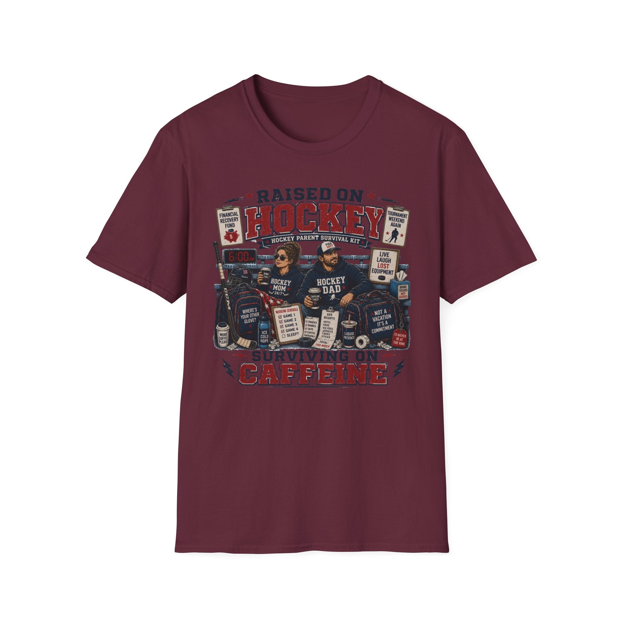 "Raised On Hockey Surviving On Coffee" T-shirt