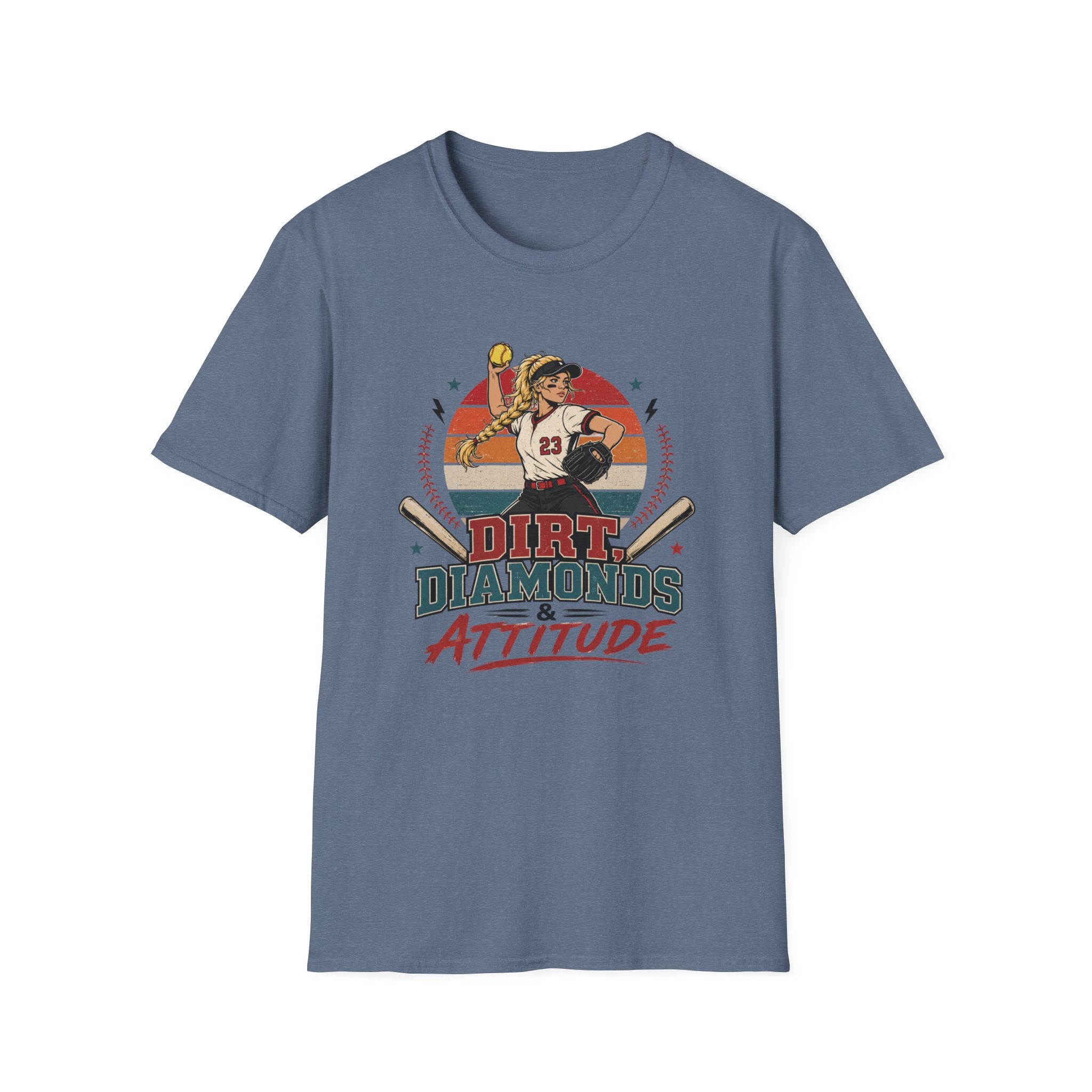 Dirt, Diamonds & Attitude Softball T-shirt Light Hair