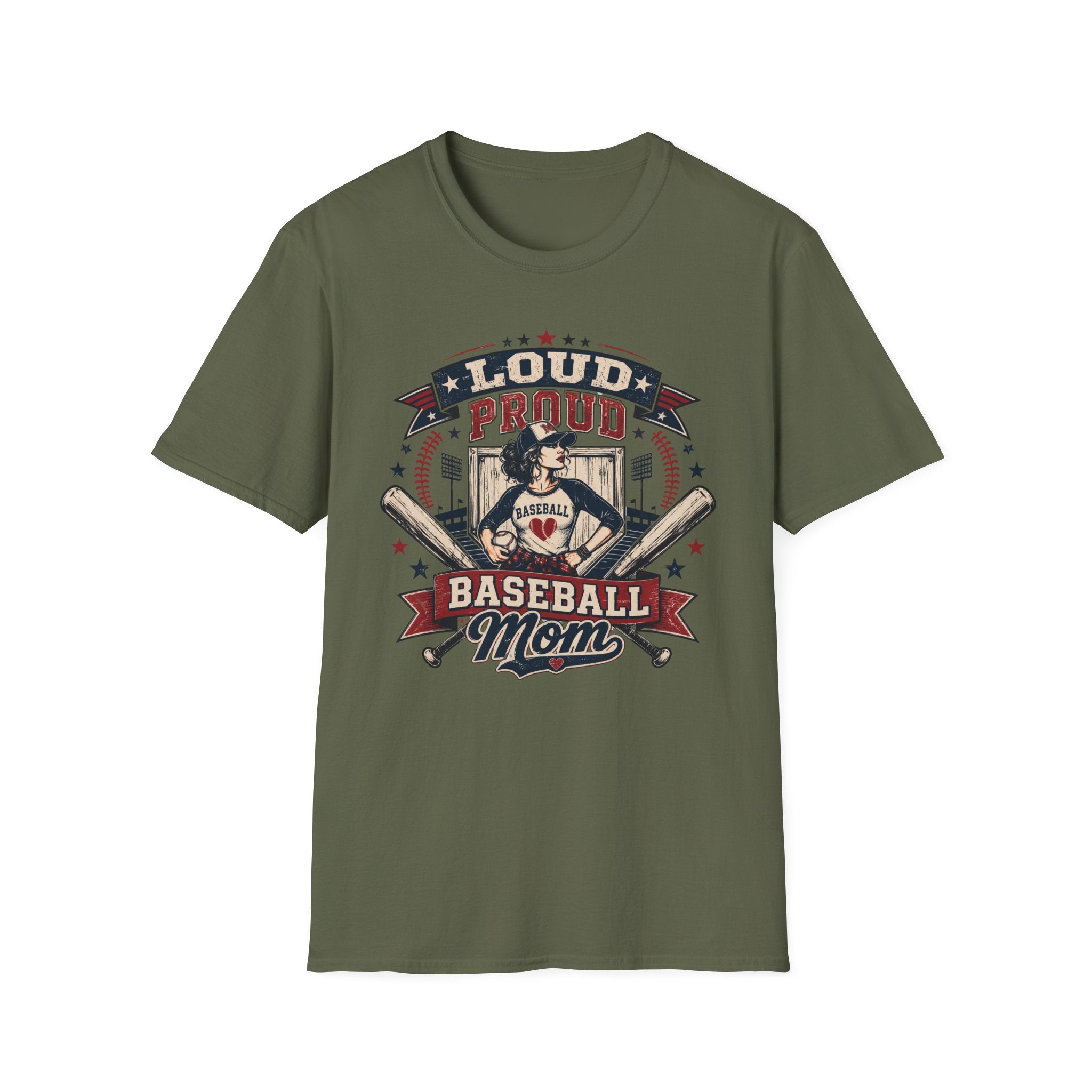 "Loud Proud Baseball Mom" w/Bats T-shirt