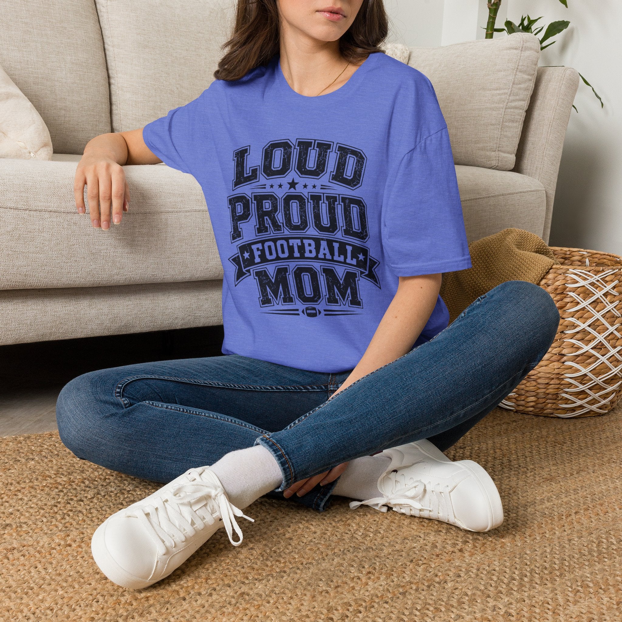 Load Proud Football Mom B&W T-shirt