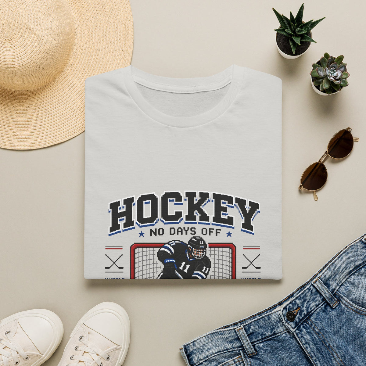 8-bit Boy Hockey Player T-Shirt