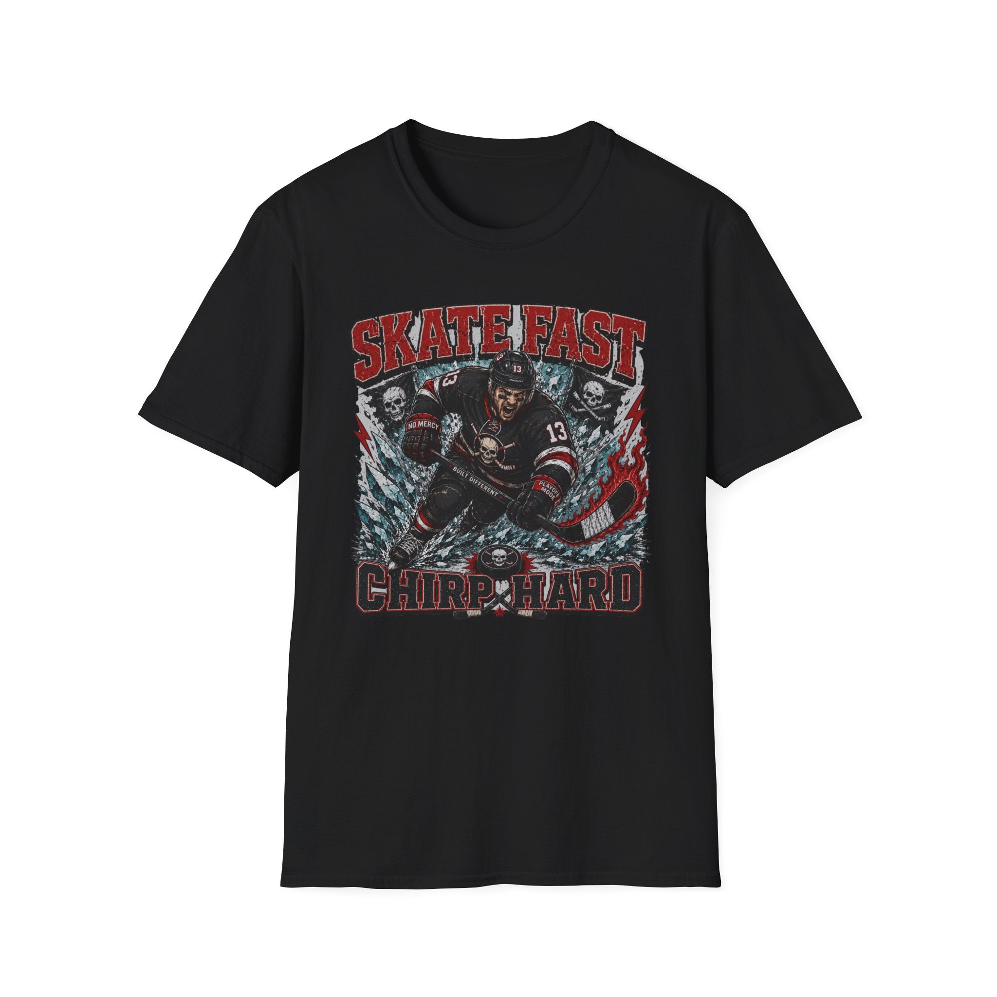 Skate Fast Chirp Hard Hockey Player T‑Shirt — Male Skater