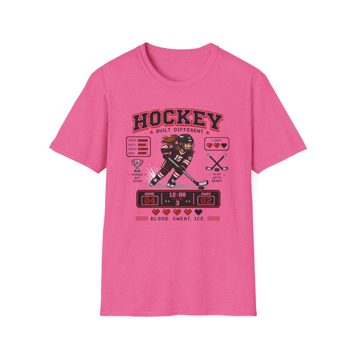 8-bit Girl Hockey Player T-Shirt