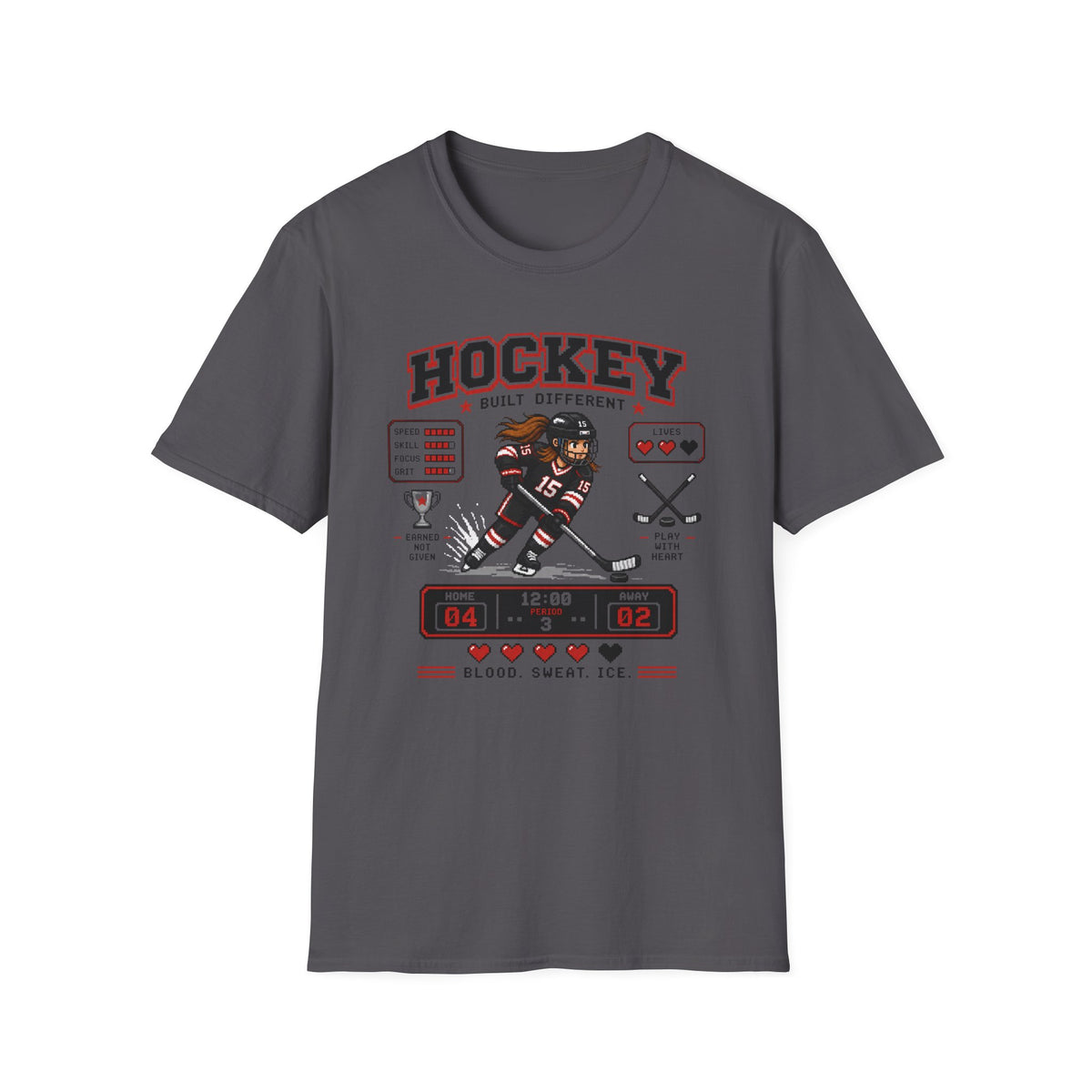 8-bit Girl Hockey Player T-Shirt