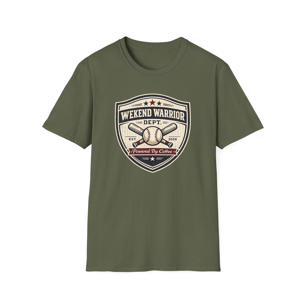 Baseball Weekend Warrior Powered by Coffee Shield  T-shirt