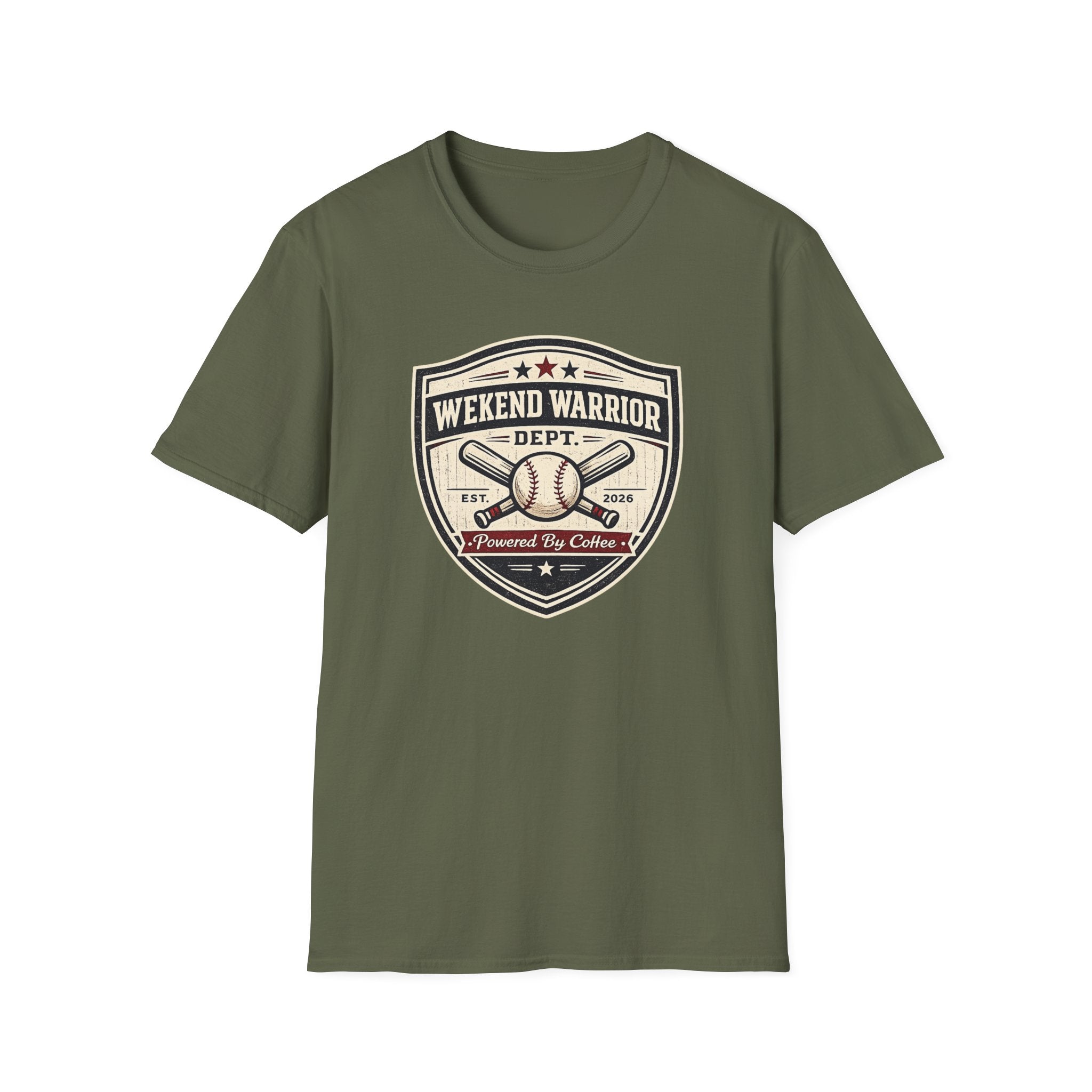 Baseball Weekend Warrior Powered by Coffee Shield  T-shirt