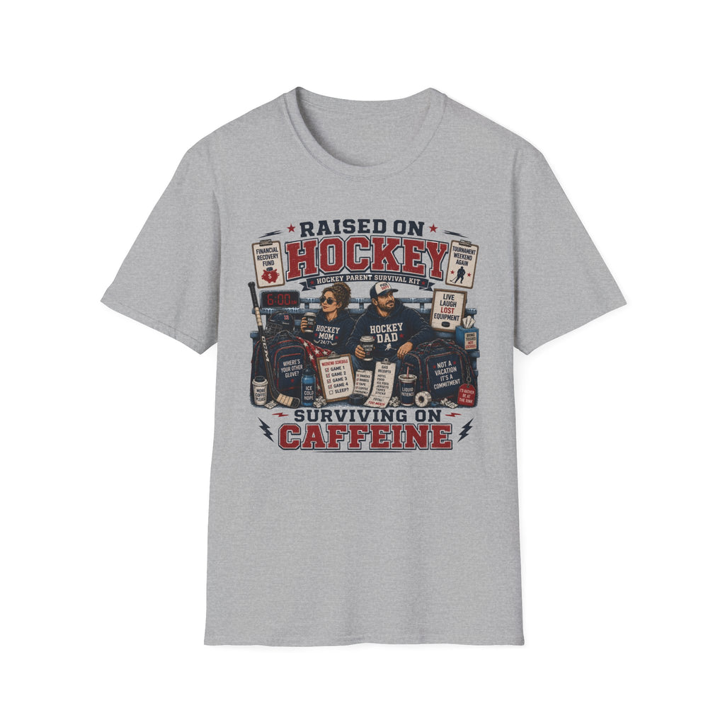 "Raised On Hockey Surviving On Coffee" T-shirt