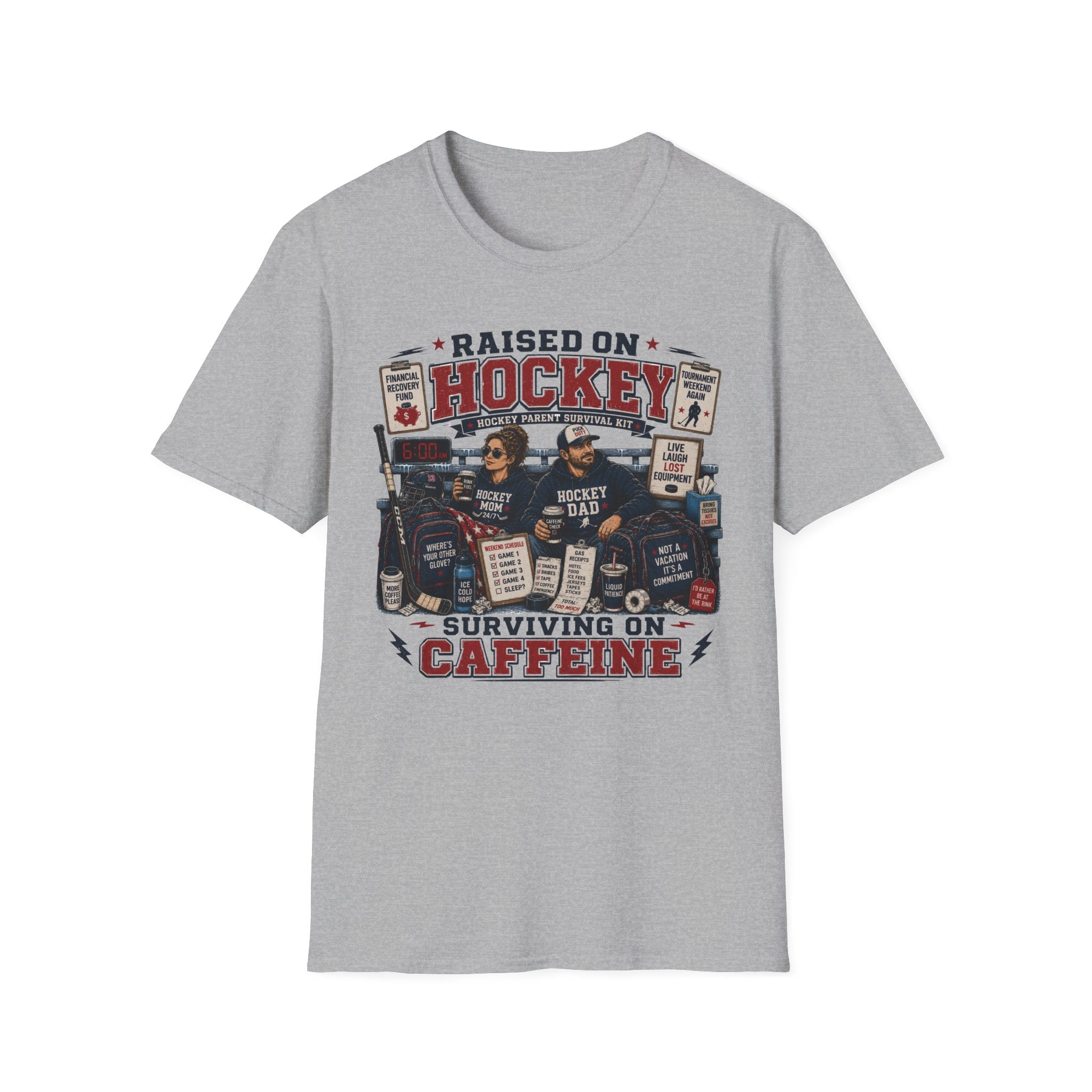 "Raised On Hockey Surviving On Coffee" T-shirt