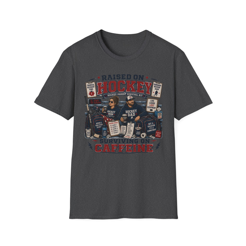 "Raised On Hockey Surviving On Coffee" T-shirt