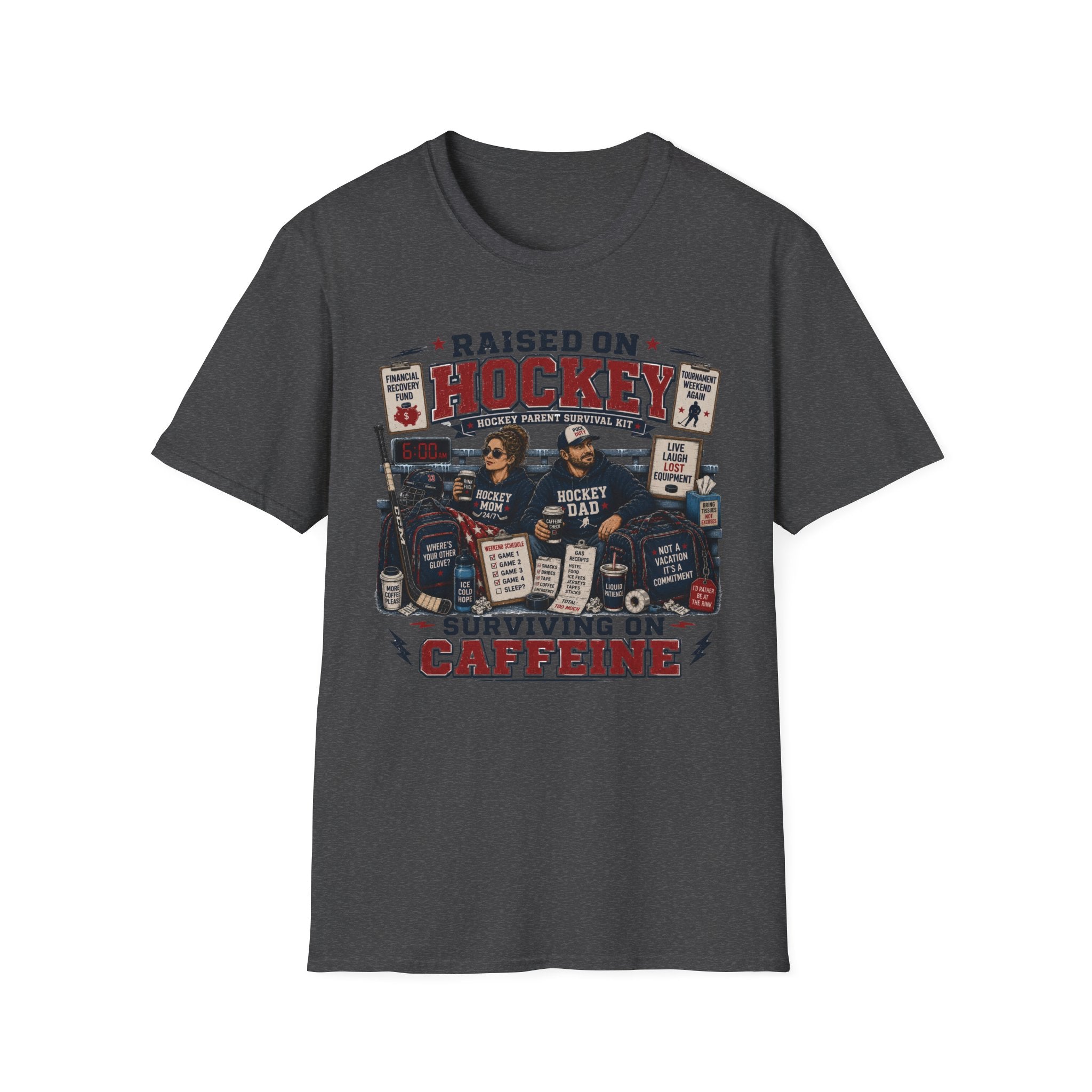 "Raised On Hockey Surviving On Coffee" T-shirt