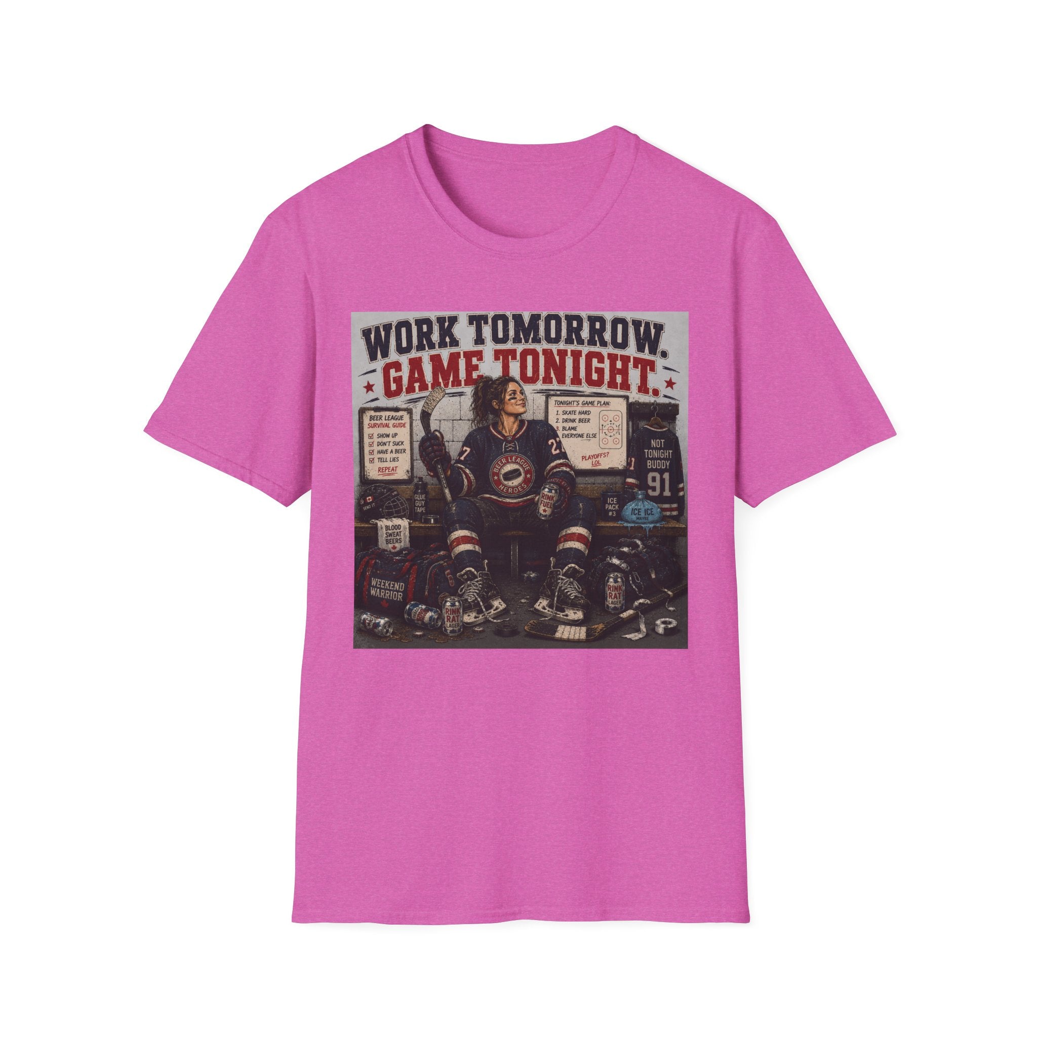 Work Tomorrow Game Tonight Girl Hockey T-shirt