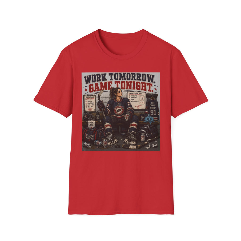 Work Tomorrow Game Tonight Girl Hockey T-shirt