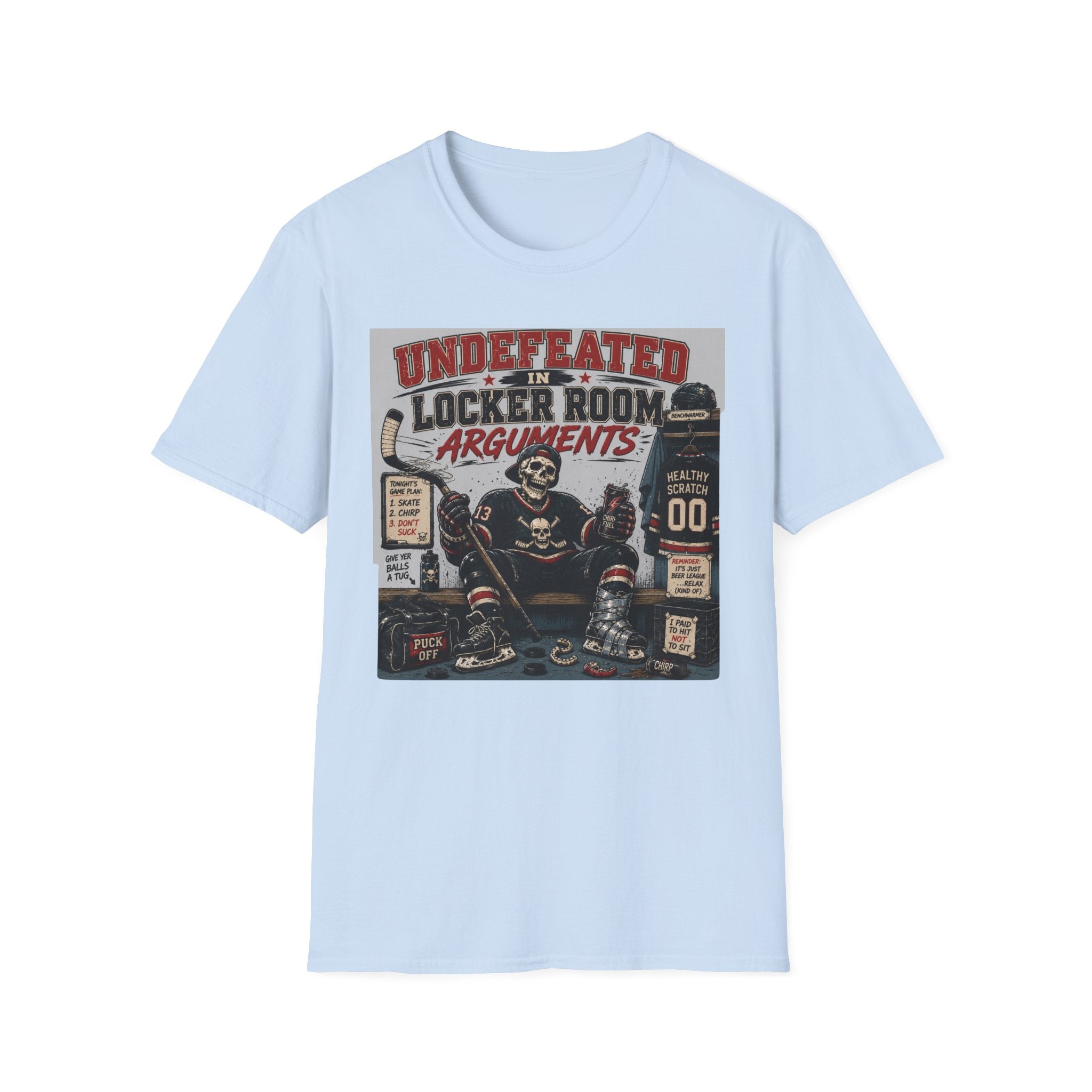 Undefeated In Locker Room Arguments Hockey Skelton T-Shirt