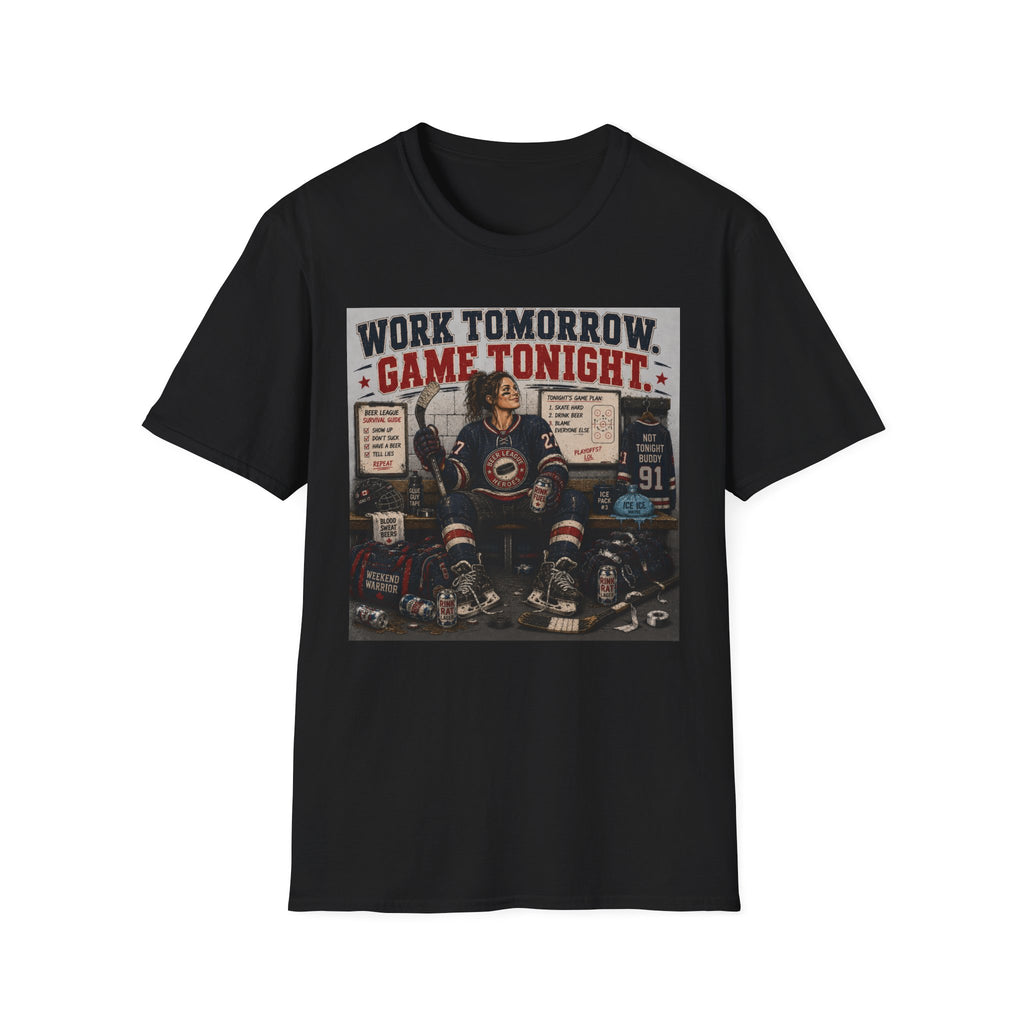 Work Tomorrow Game Tonight Girl Hockey T-shirt