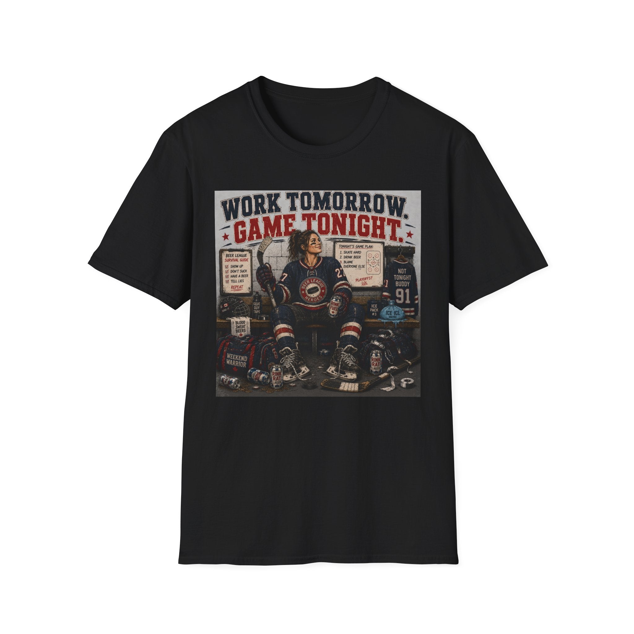 Work Tomorrow Game Tonight Girl Hockey T-shirt