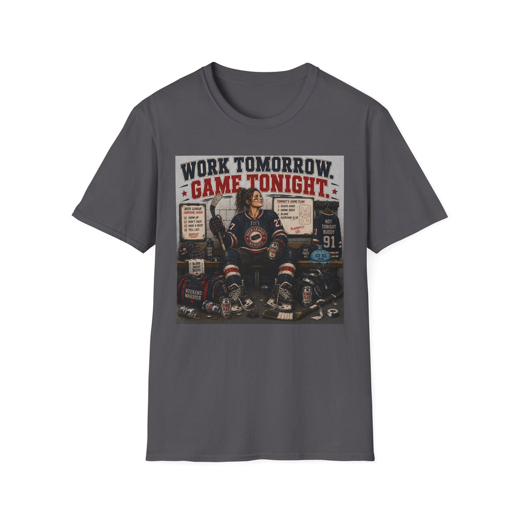 Work Tomorrow Game Tonight Girl Hockey T-shirt
