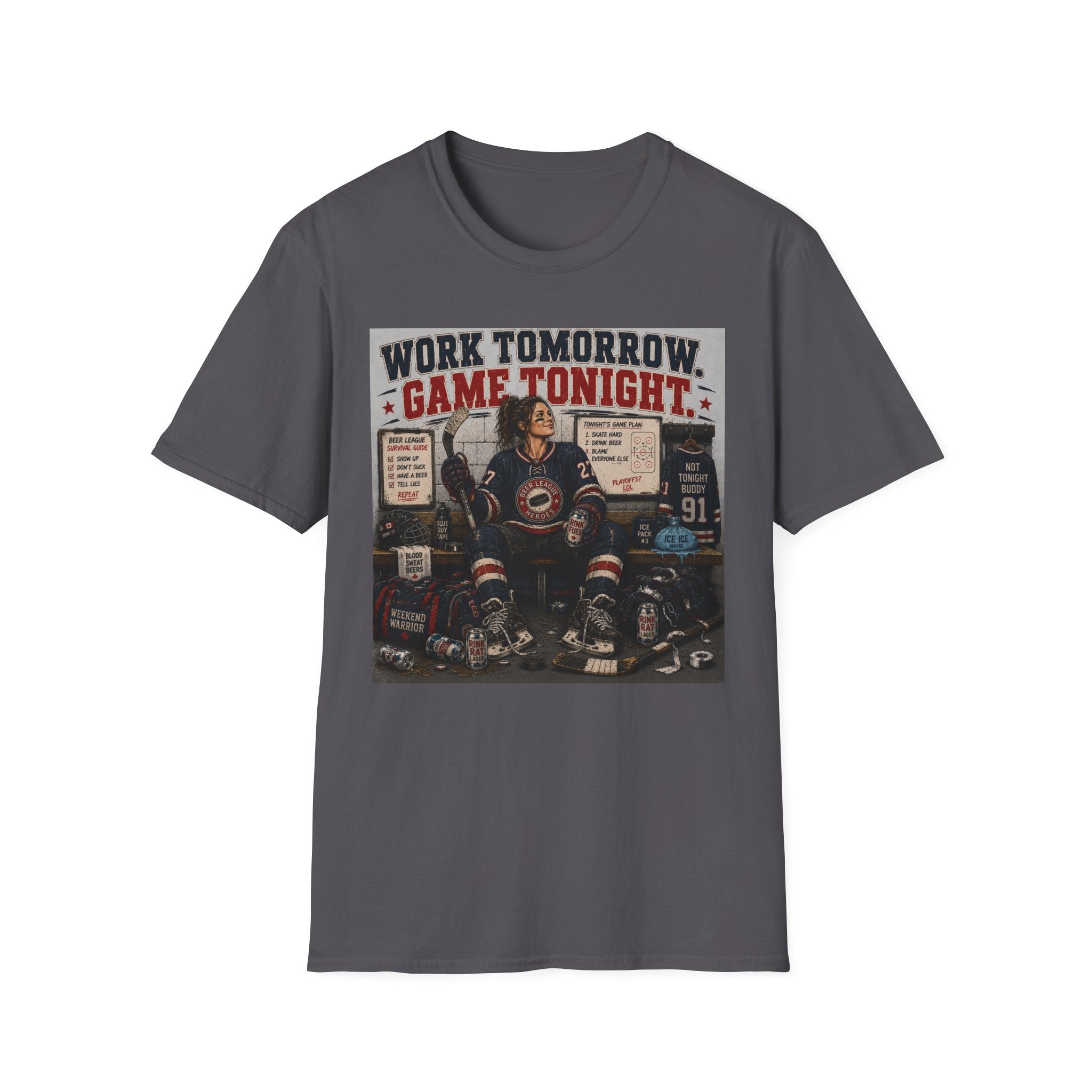 Work Tomorrow Game Tonight Girl Hockey T-shirt