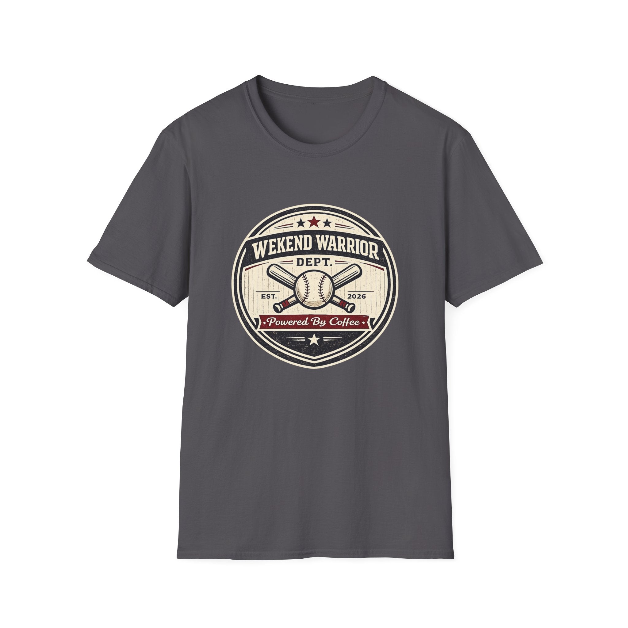Baseball Weekend Warrior Powered by Coffee Circle T-shirt