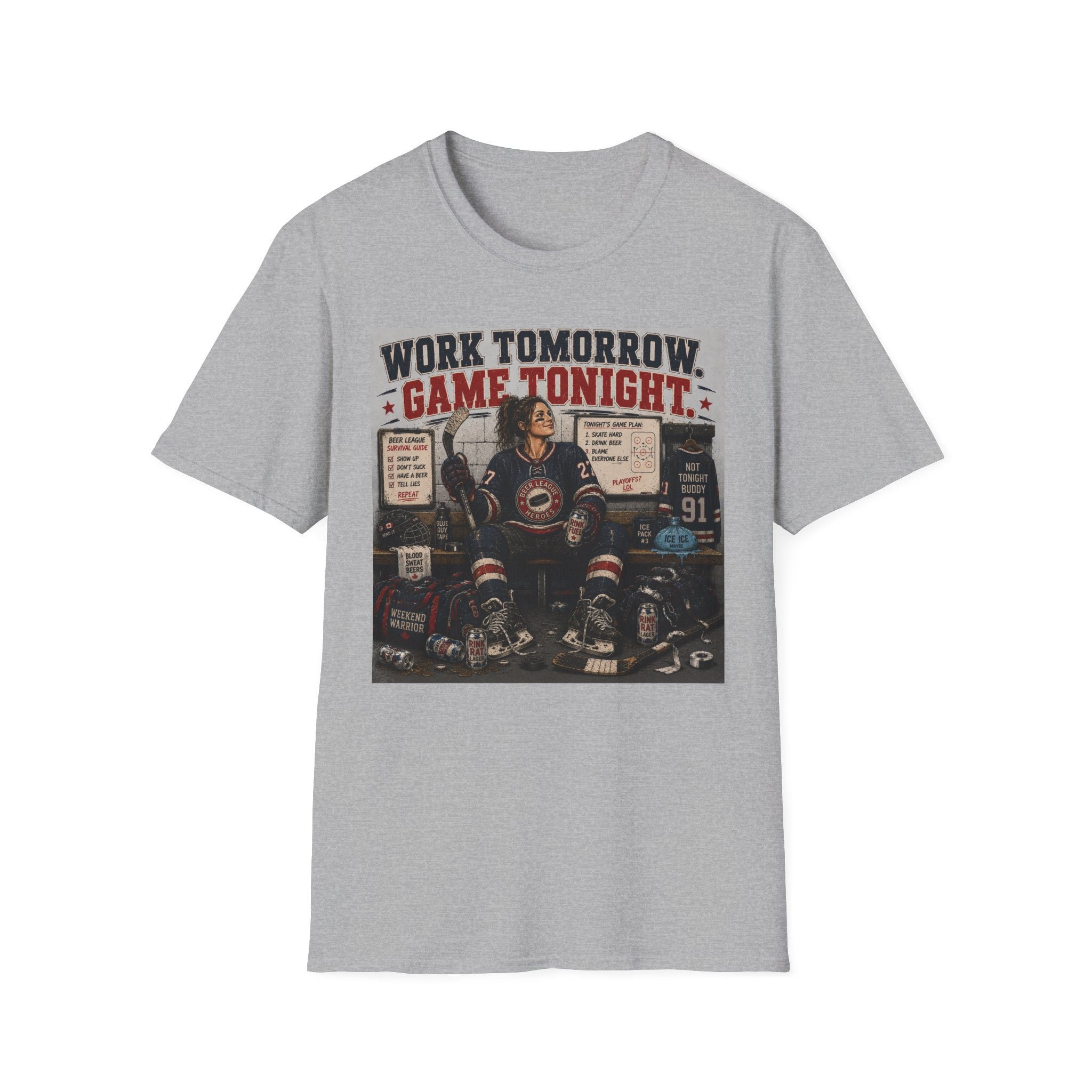 Work Tomorrow Game Tonight Girl Hockey T-shirt