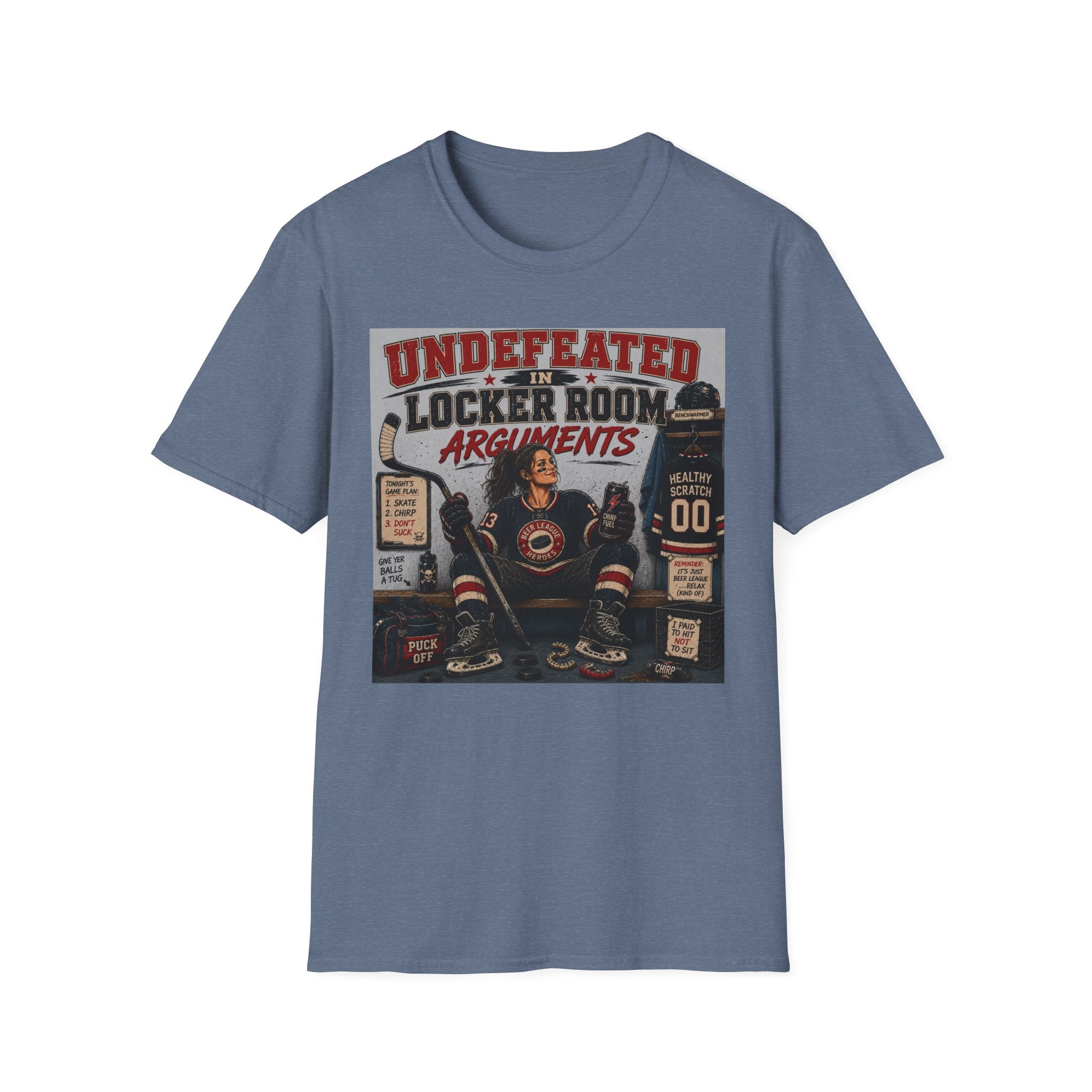 "Undefeated In Locker Room Arguments" Hockey T-Shirt - Female