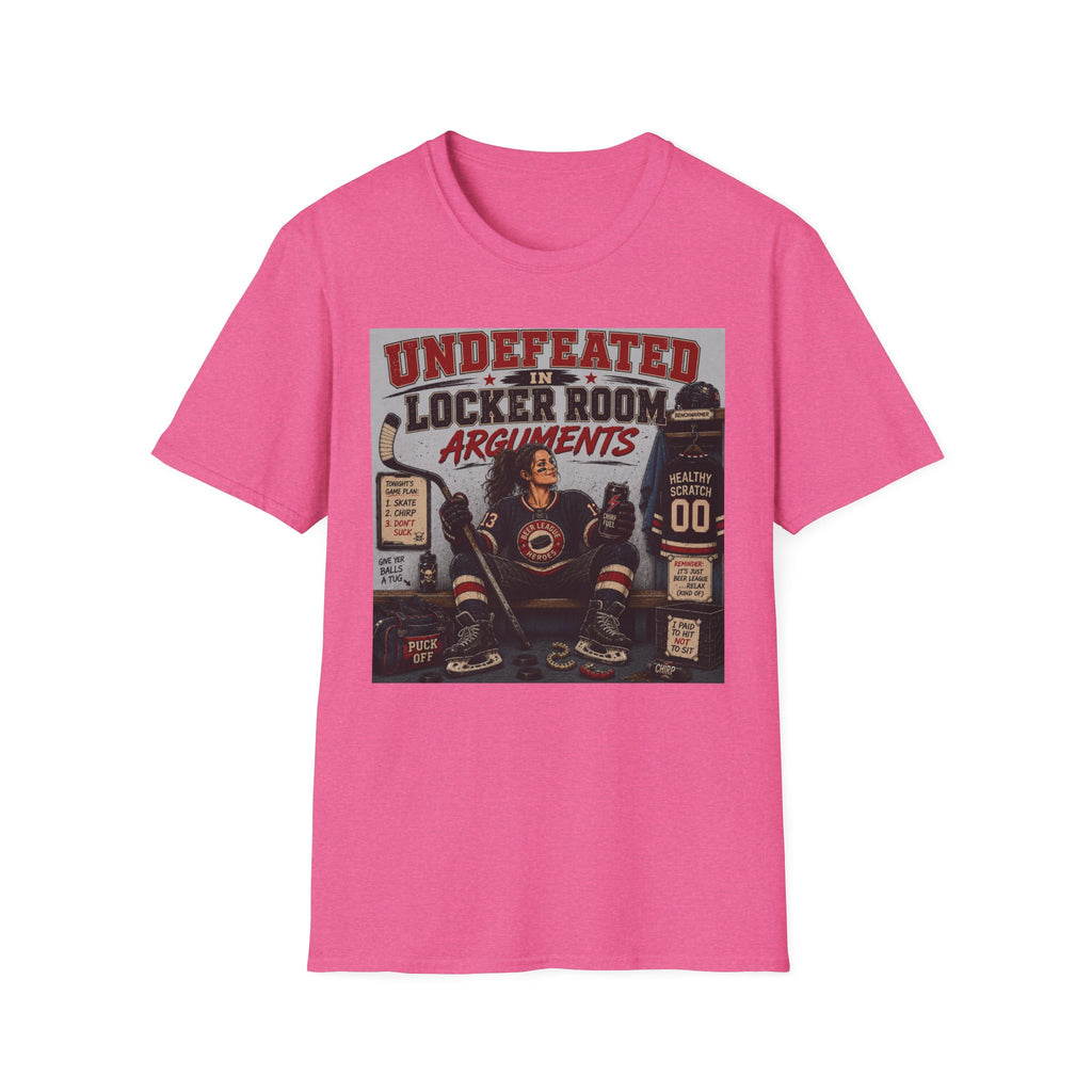 "Undefeated In Locker Room Arguments" Hockey T-Shirt - Female