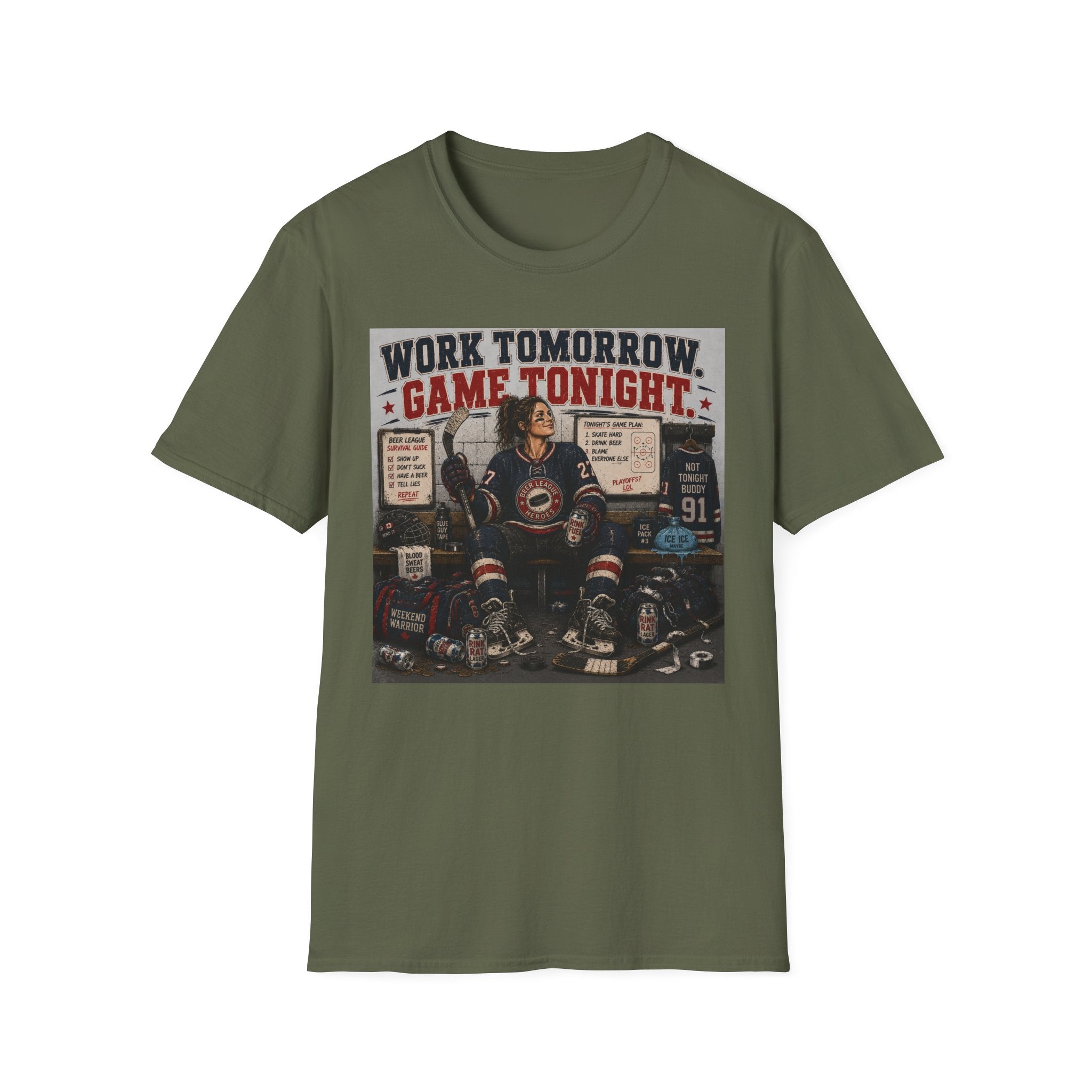 Work Tomorrow Game Tonight Girl Hockey T-shirt