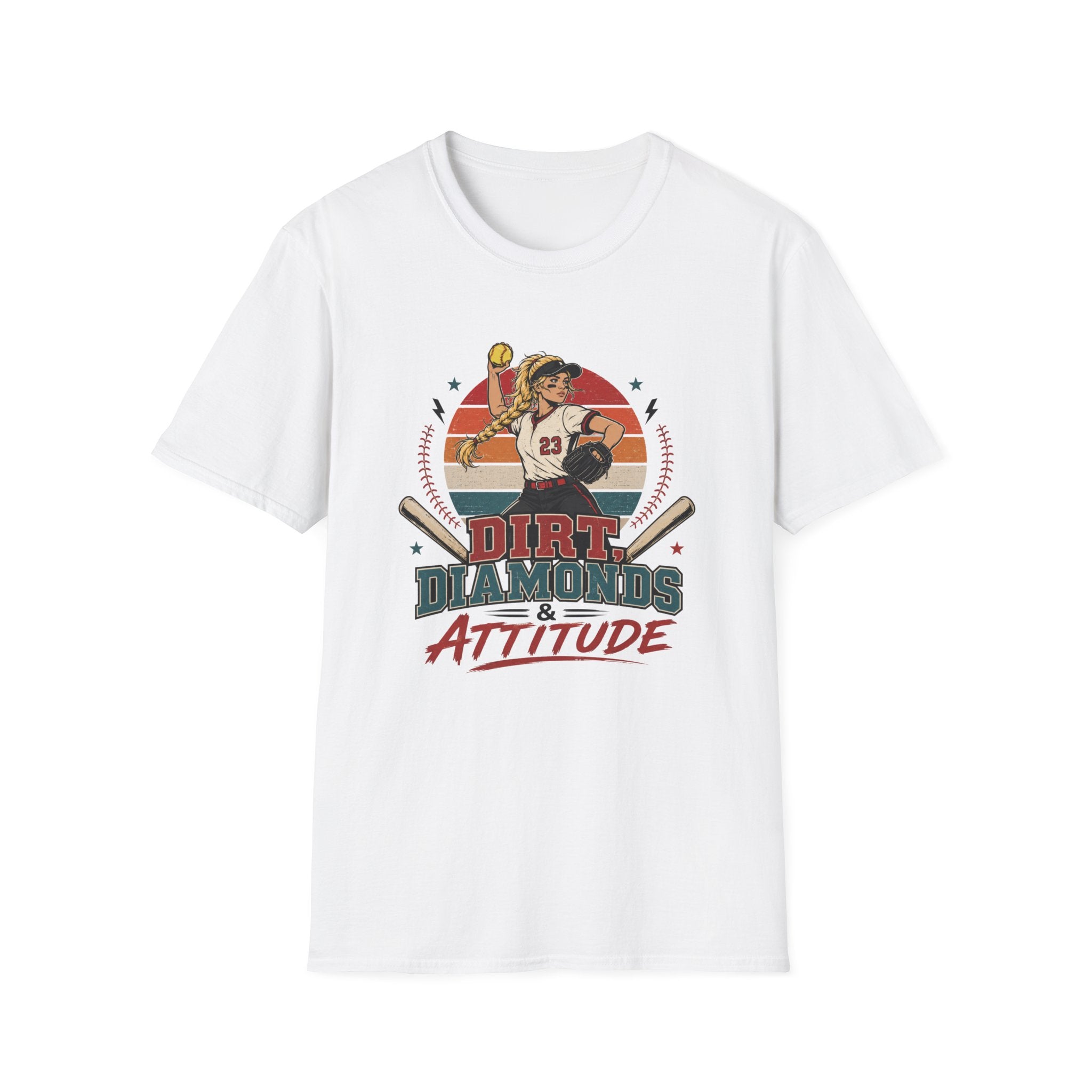Dirt, Diamonds & Attitude Softball T-shirt Light Hair