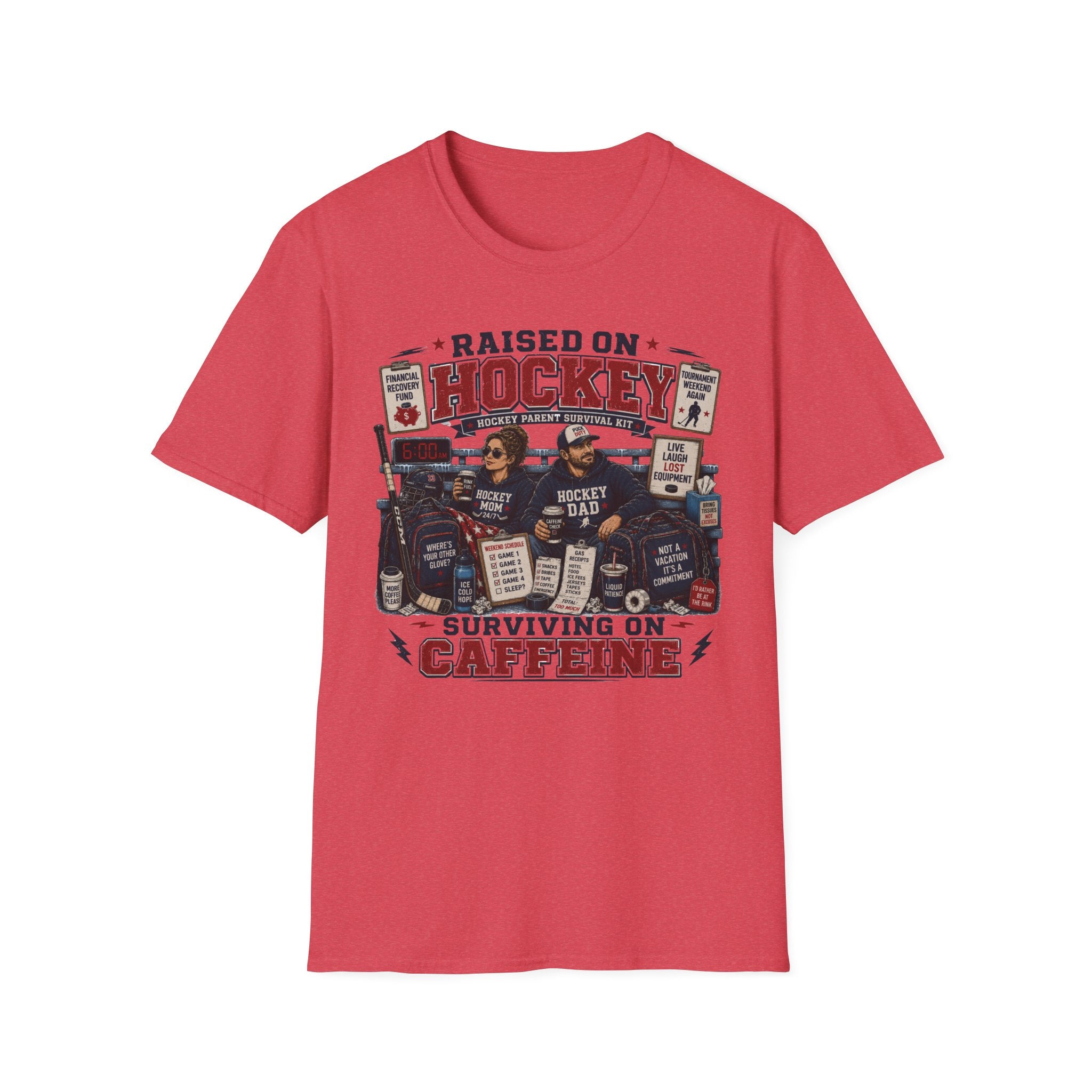 "Raised On Hockey Surviving On Coffee" T-shirt