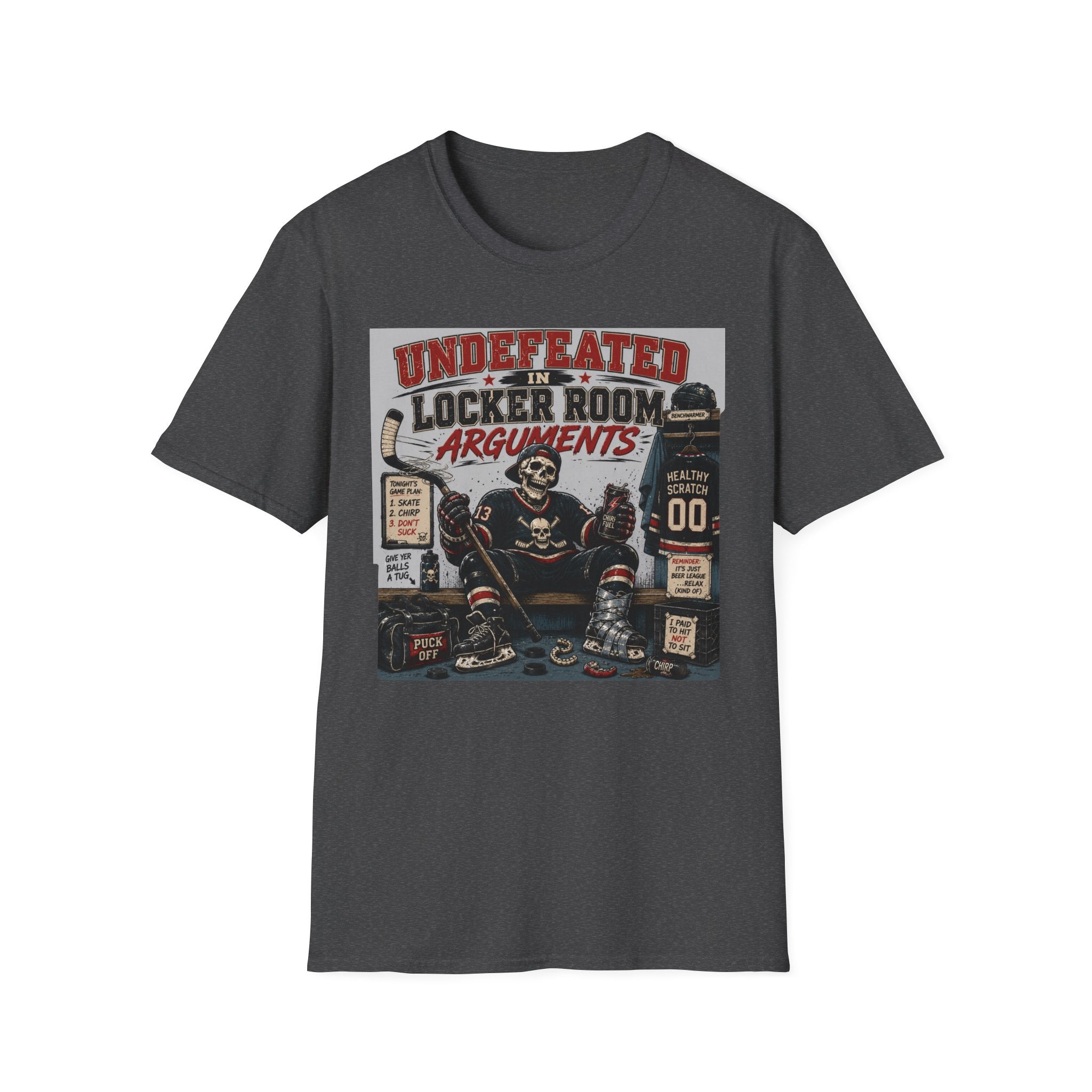 Undefeated In Locker Room Arguments Hockey Skelton T-Shirt
