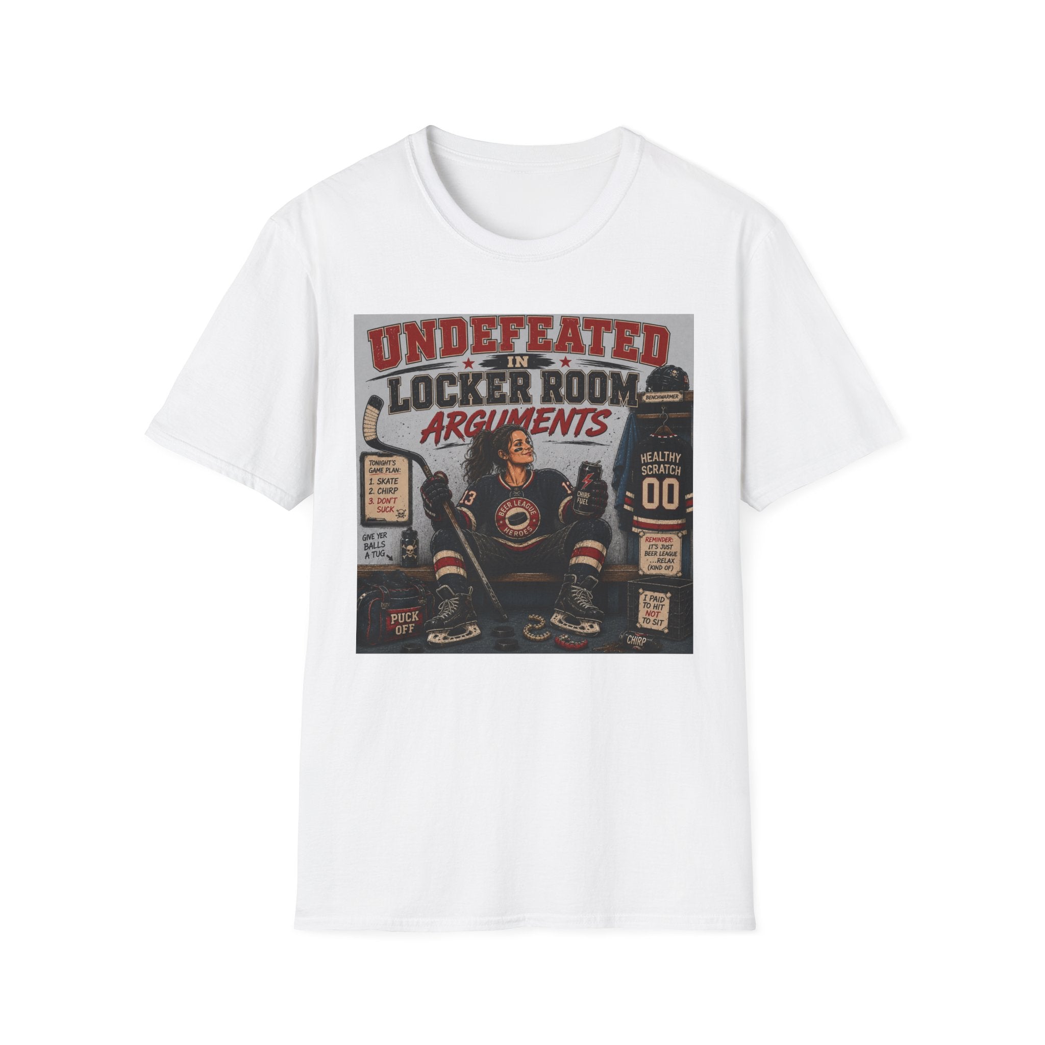 "Undefeated In Locker Room Arguments" Hockey T-Shirt - Female