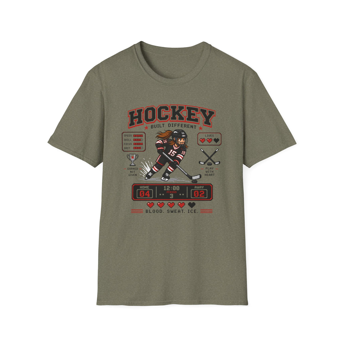 8-bit Girl Hockey Player T-Shirt