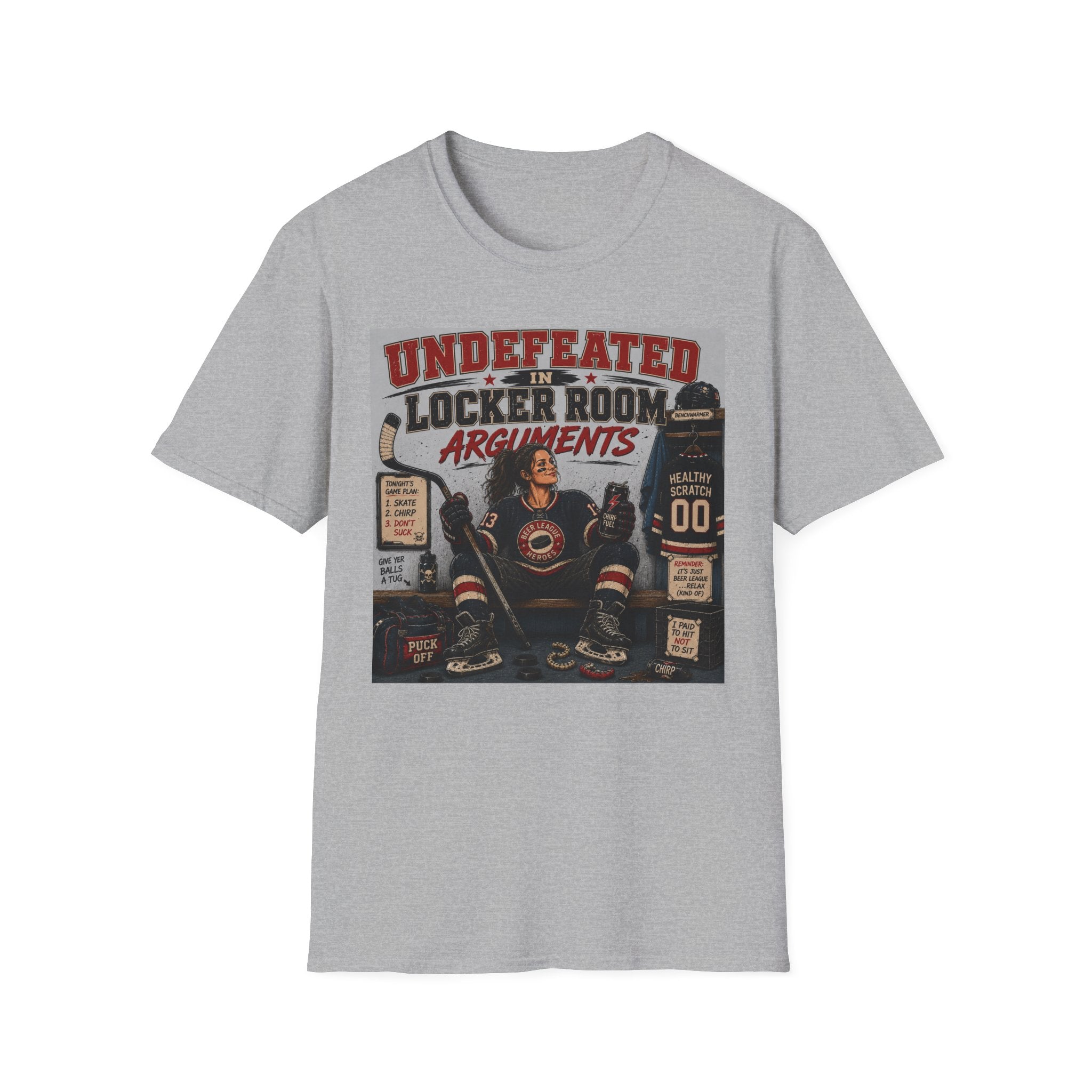 "Undefeated In Locker Room Arguments" Hockey T-Shirt - Female