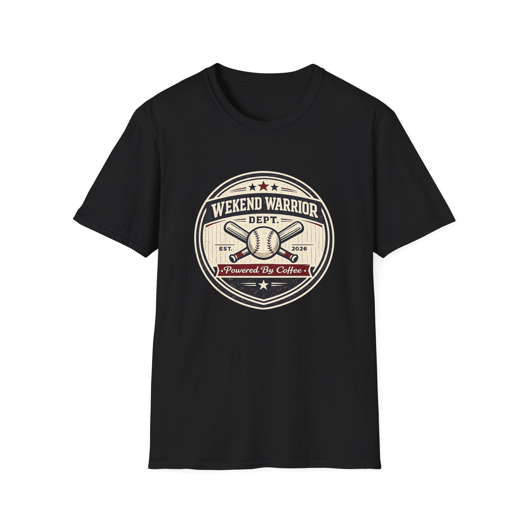 Baseball Weekend Warrior Powered by Coffee Circle T-shirt