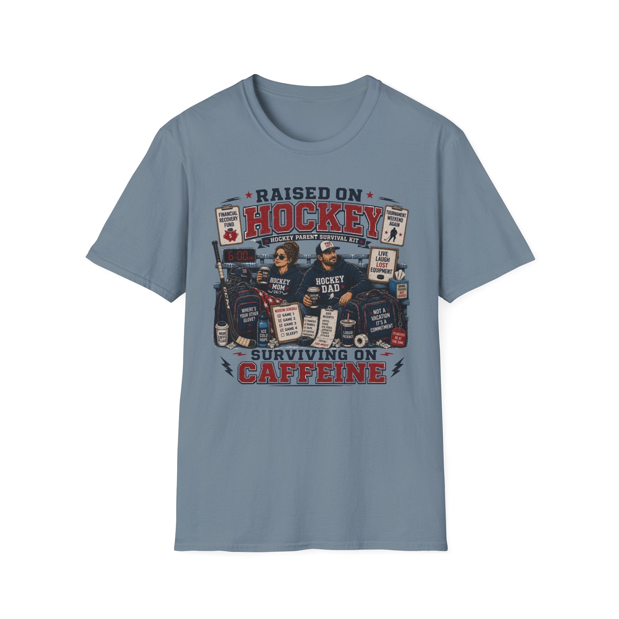 "Raised On Hockey Surviving On Coffee" T-shirt