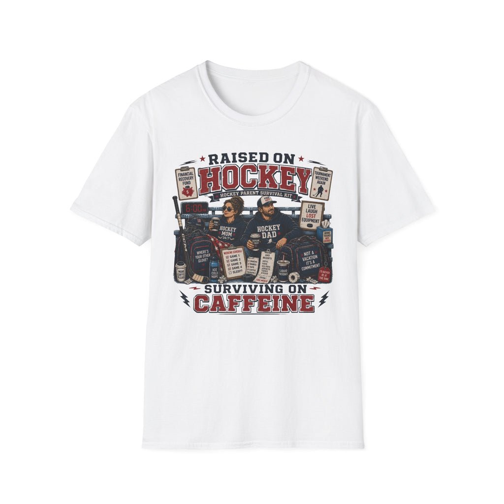 "Raised On Hockey Surviving On Coffee" T-shirt