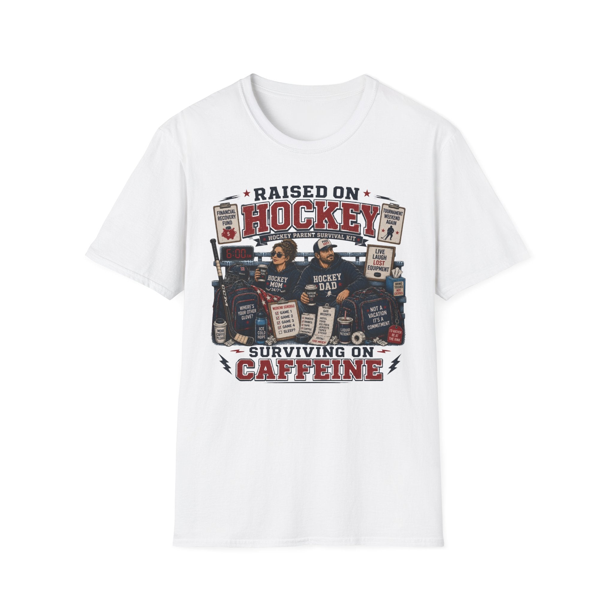 "Raised On Hockey Surviving On Coffee" T-shirt